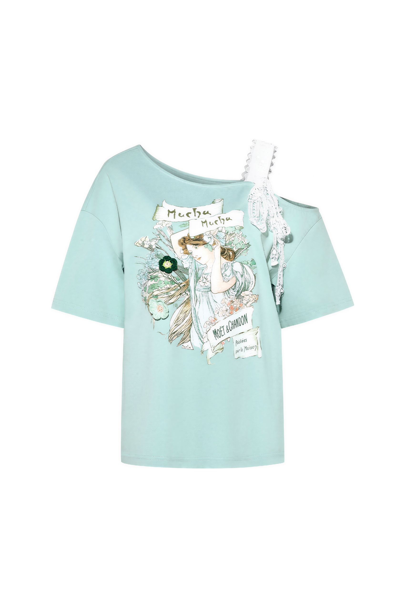 Asymmetric Tie-Detail Printed T-Shirt