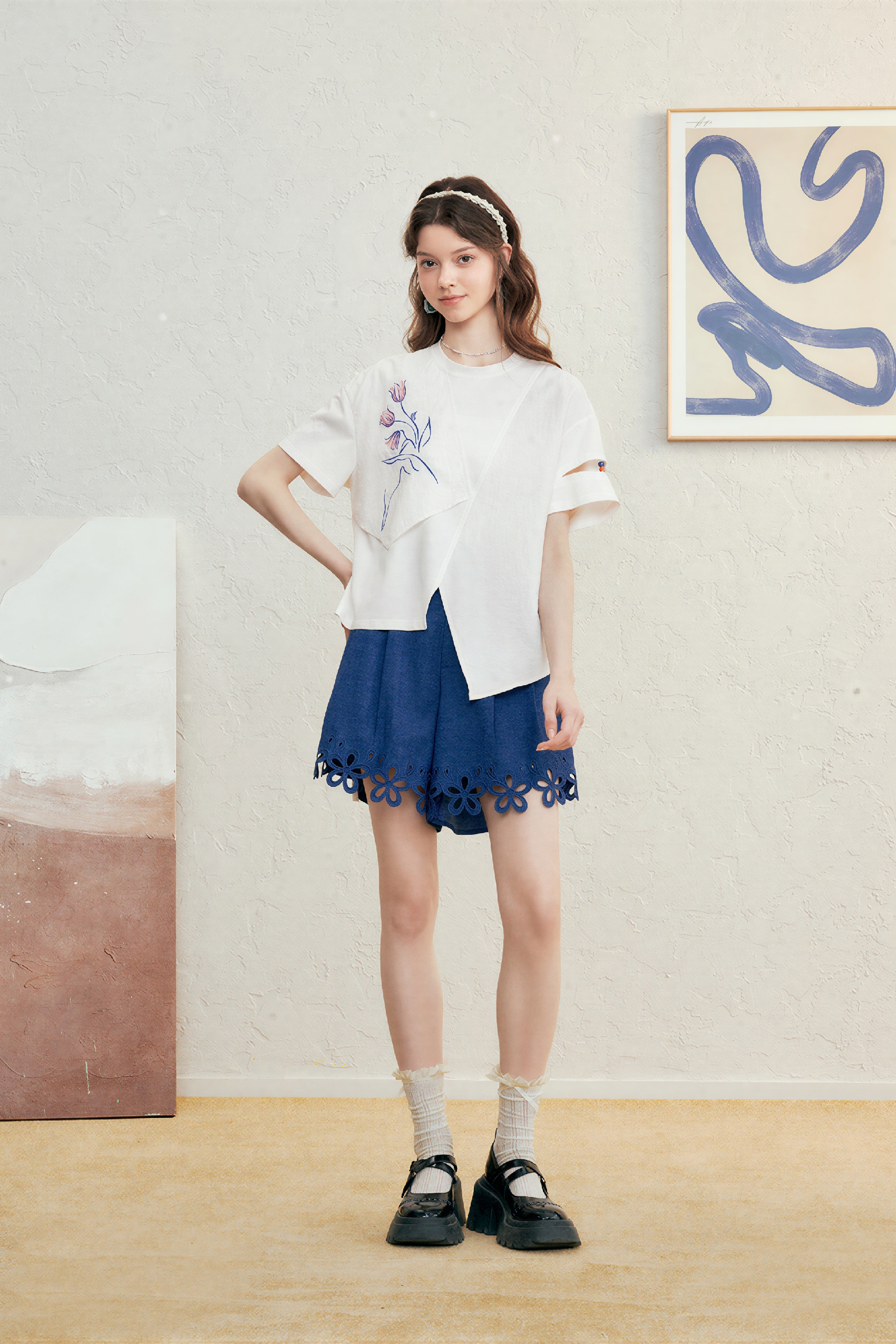 Designer White Short-Sleeve T-Shirt-LYONSENS