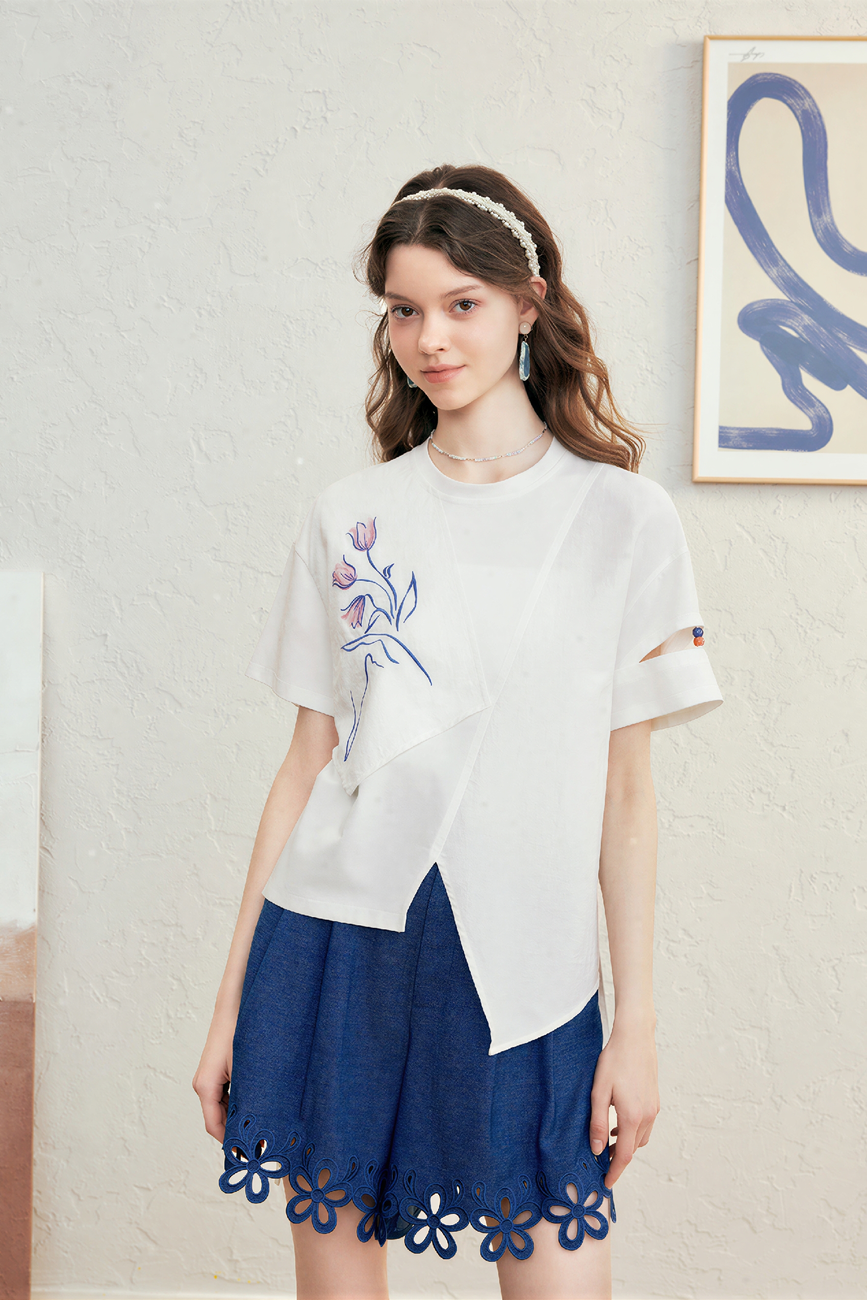 Designer White Short-Sleeve T-Shirt-LYONSENS