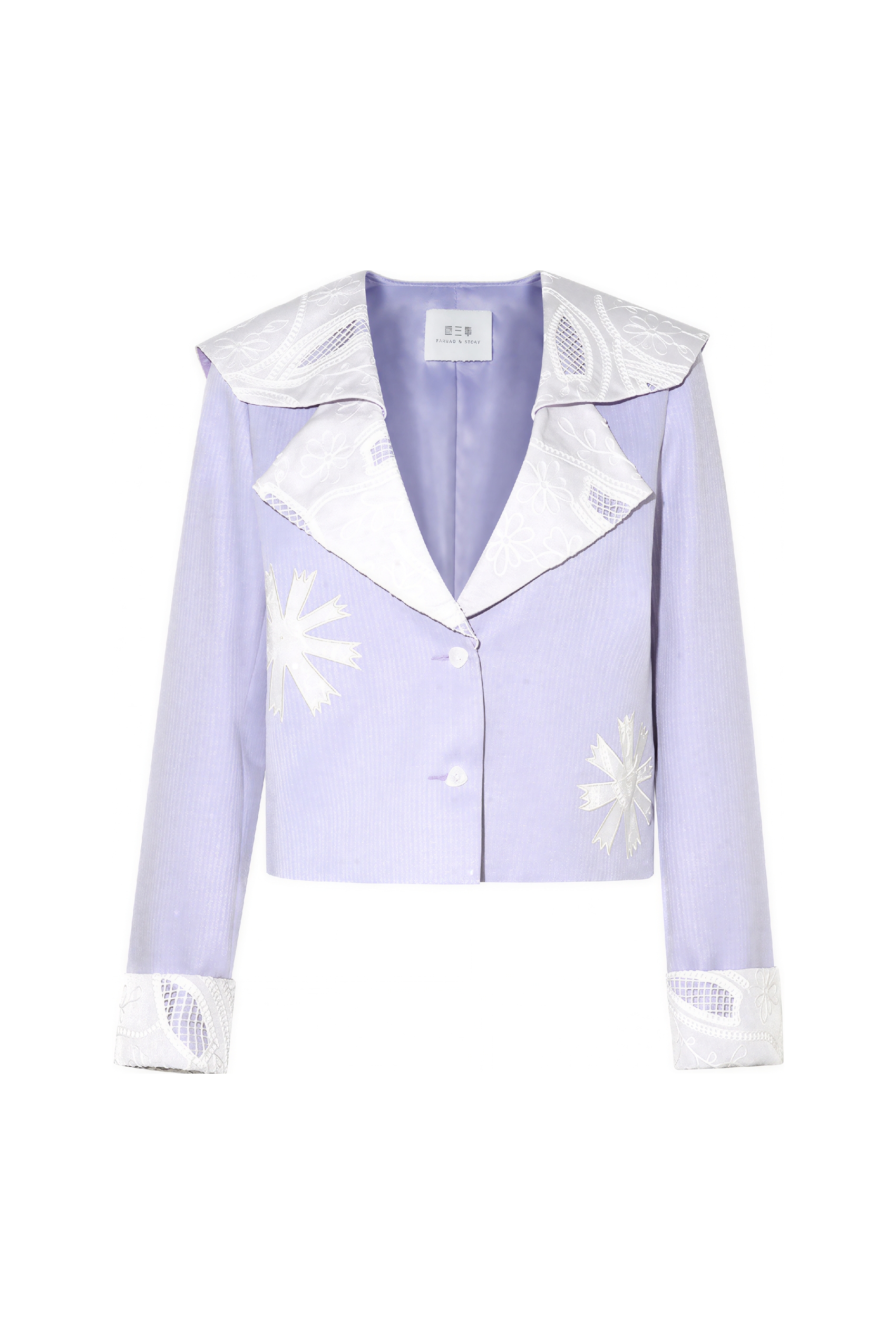 Purple Lace-Trim Cropped Blazer
