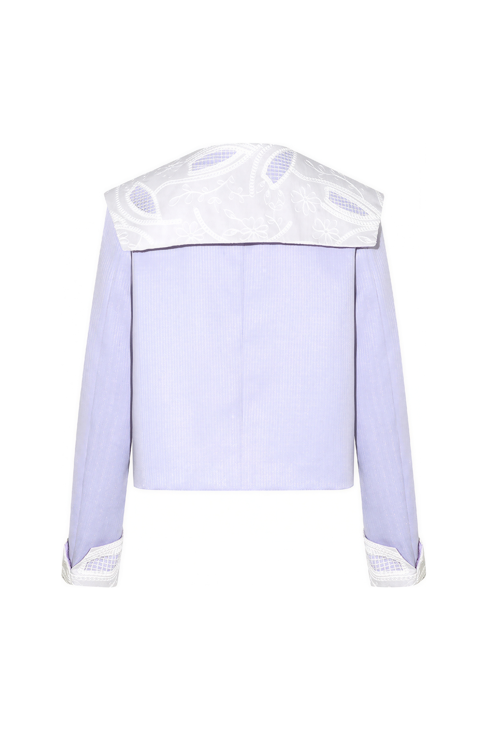 Purple Lace-Trim Cropped Blazer