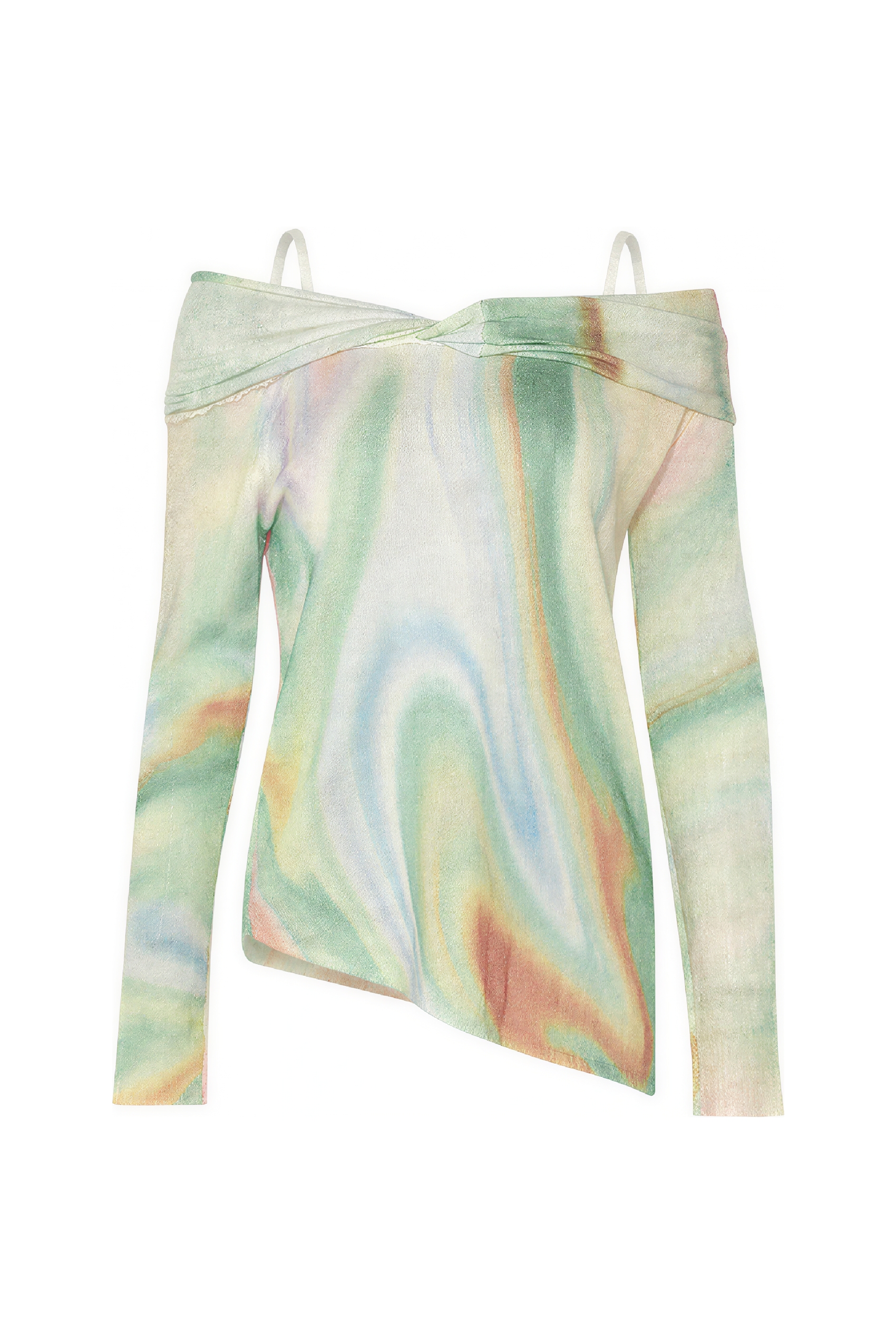 French Off-Shoulder Lightweight Knit Top