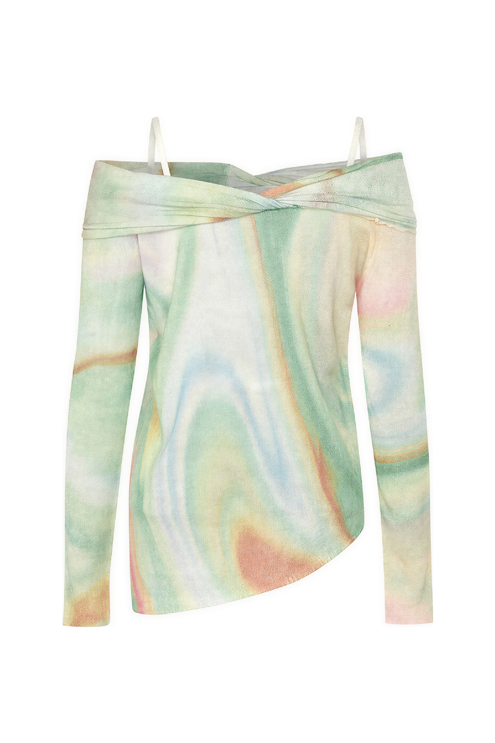 French Off-Shoulder Lightweight Knit Top