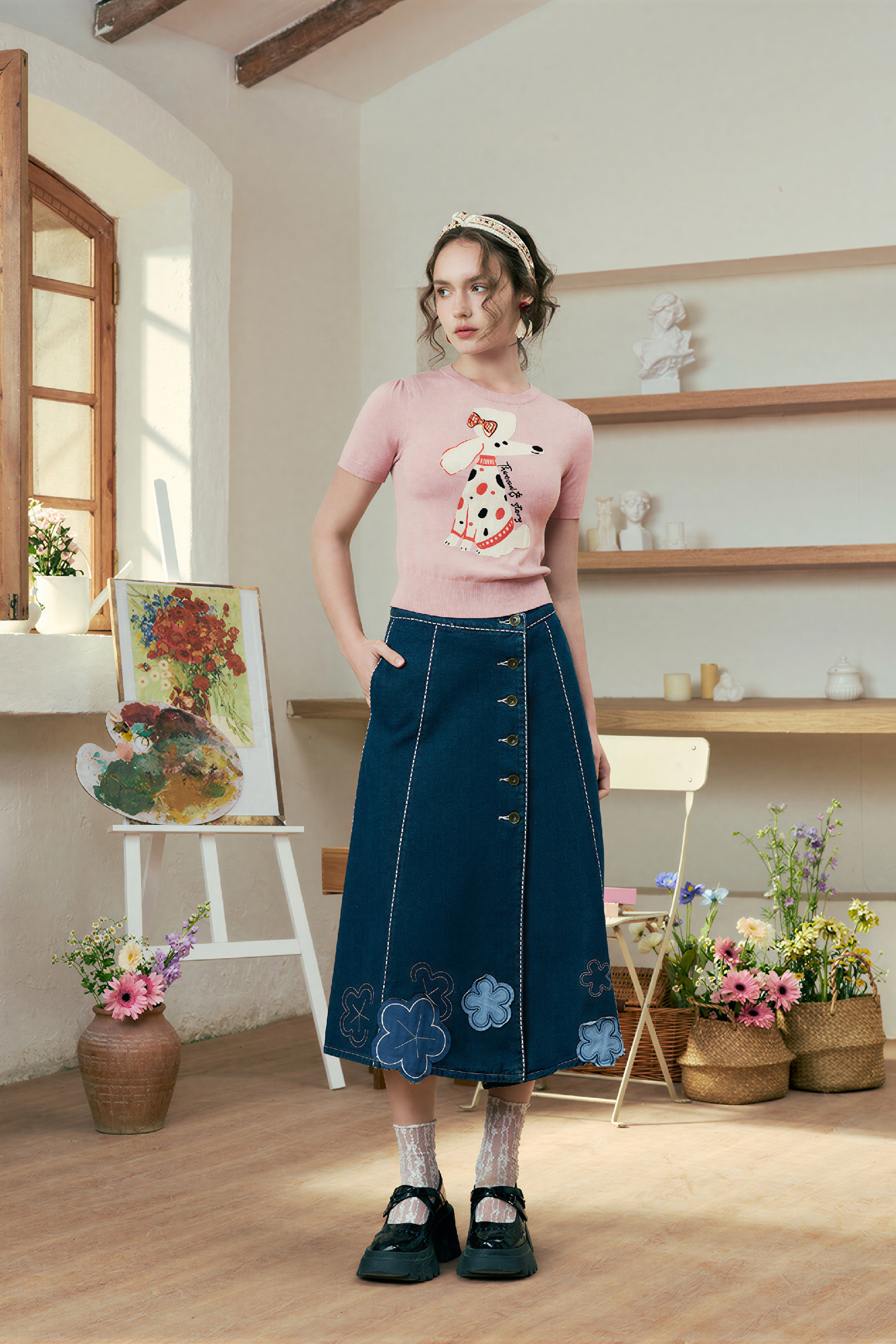 Lightweight Designer Knit Short-Sleeve Top