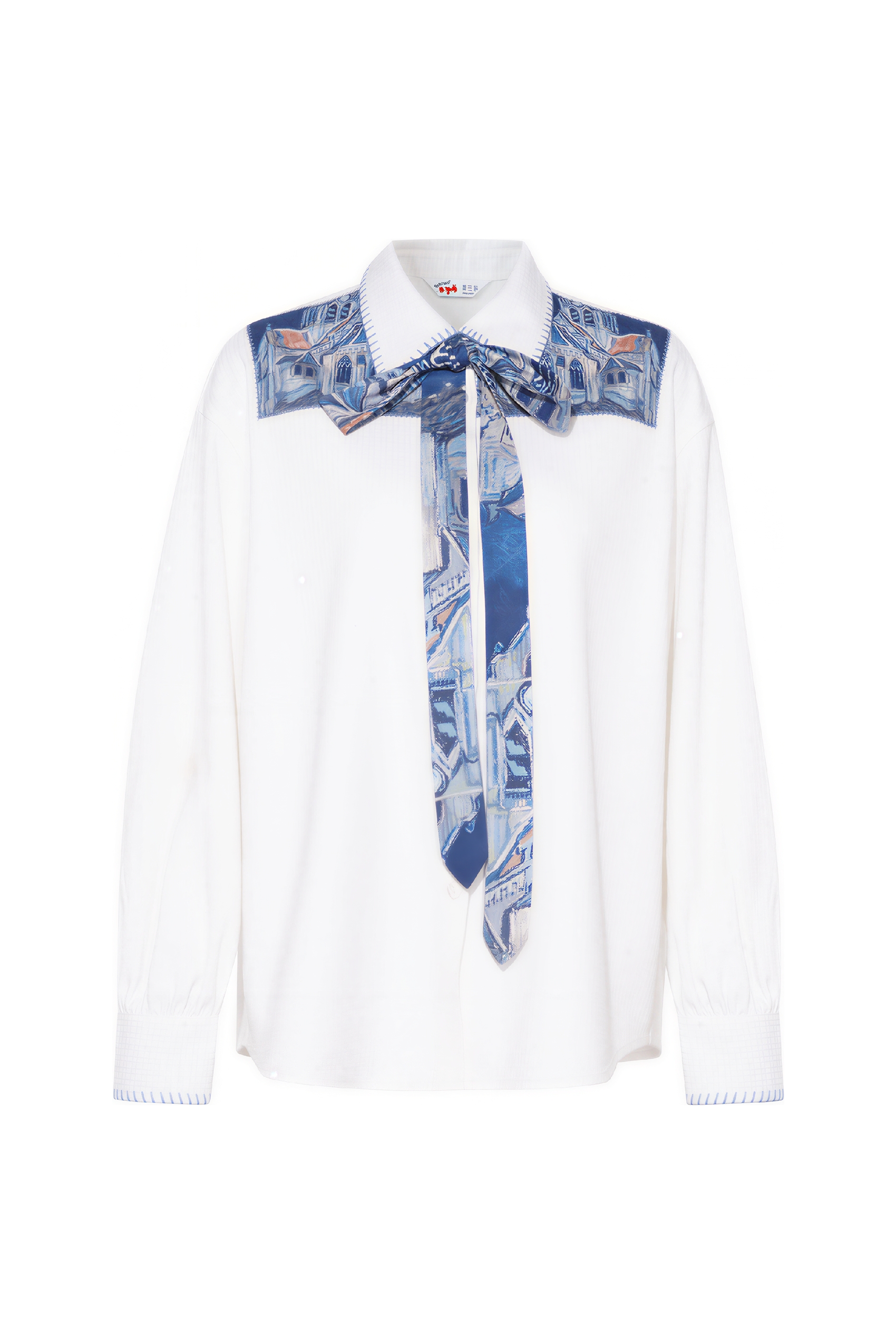 Van Gogh-Inspired White Long-Sleeve Shirt