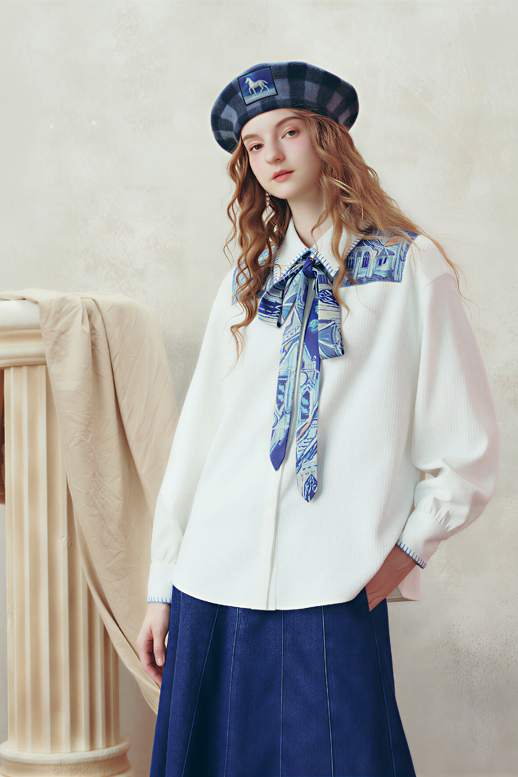 Van Gogh-Inspired White Long-Sleeve Shirt