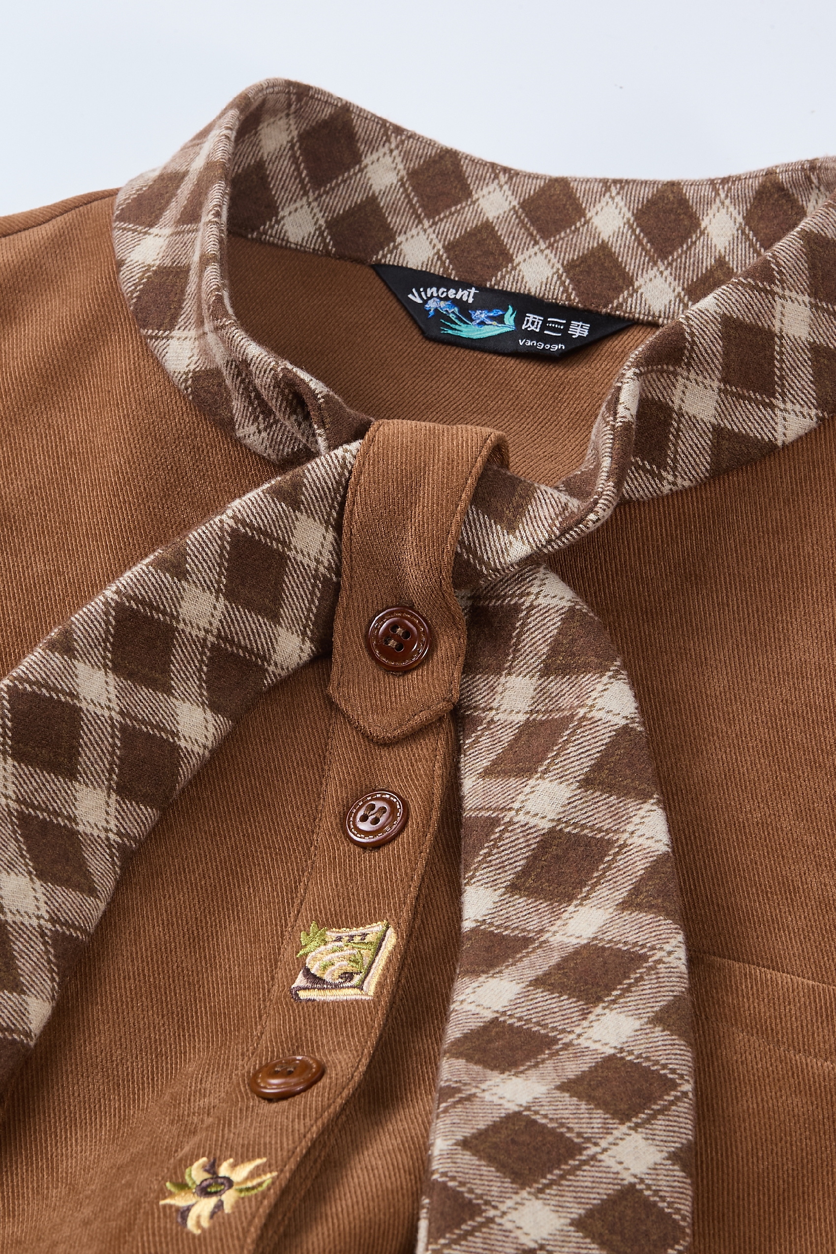 Checked tie and long-sleeved shirt