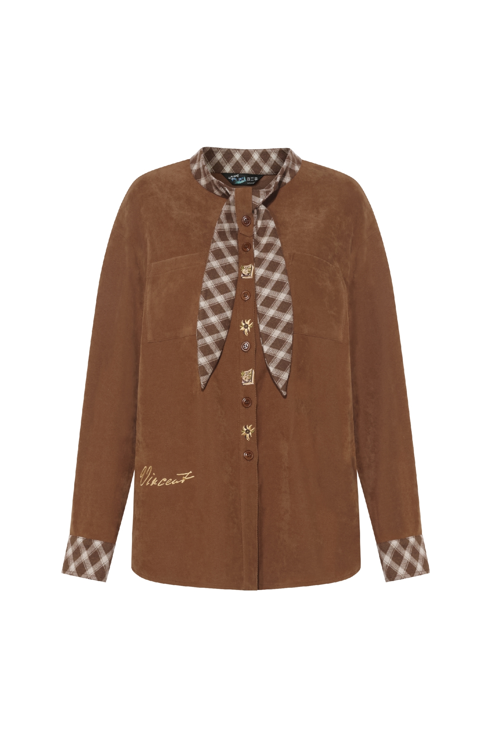 Checked tie and long-sleeved shirt