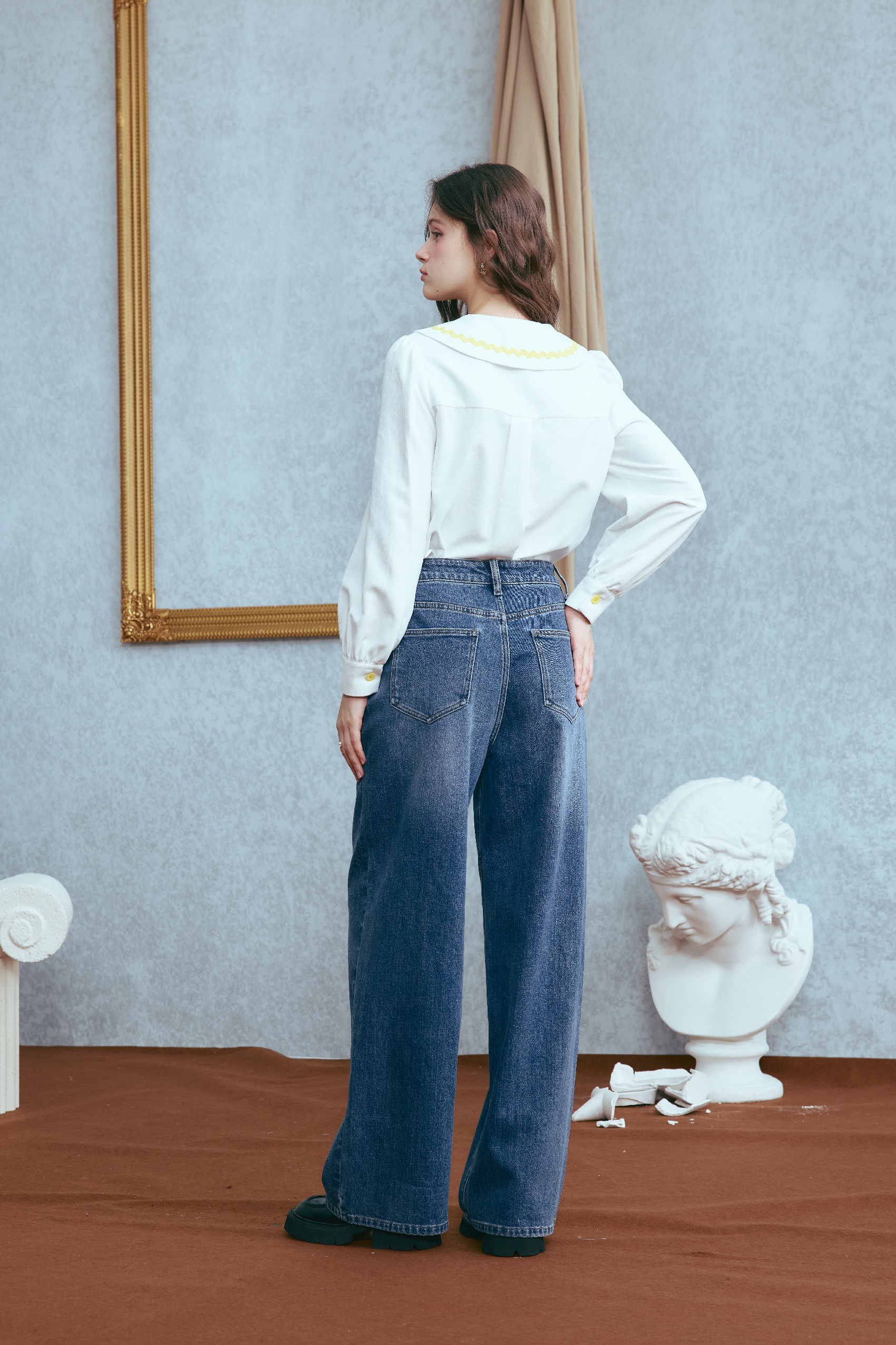 Winter color-blocked collared shirt