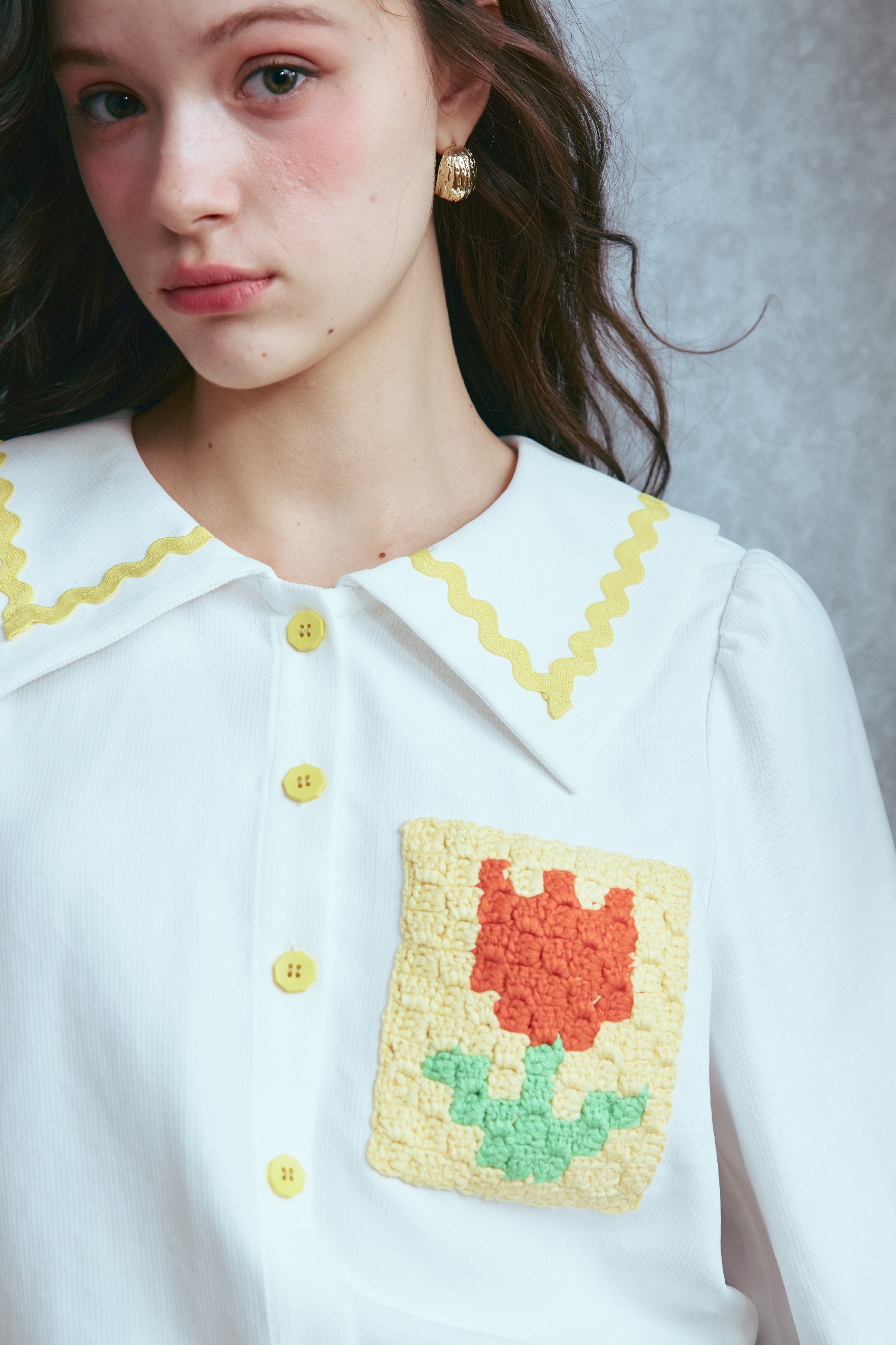 Winter color-blocked collared shirt