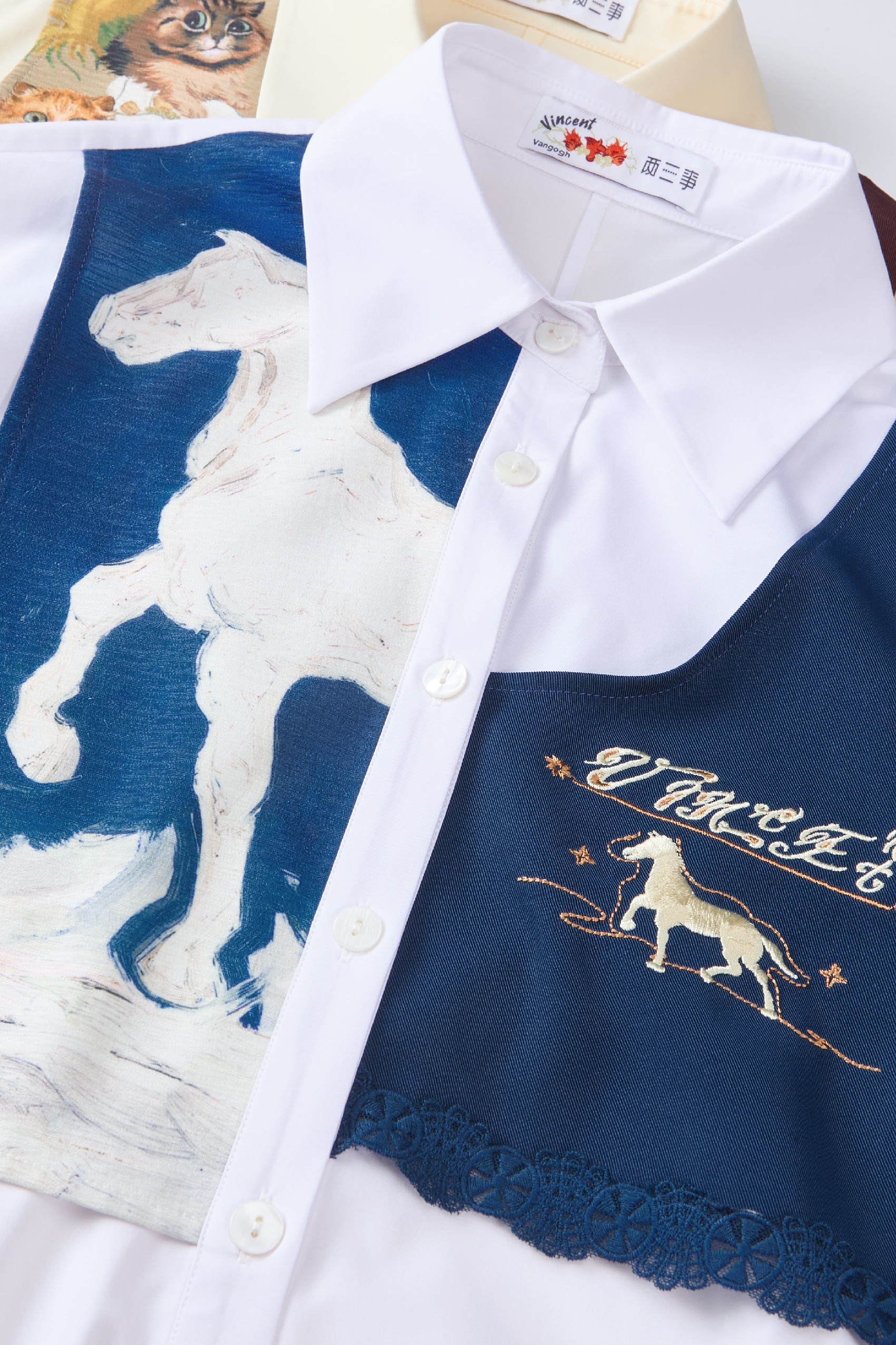 Van Gogh-Inspired Layered-Look Long-Sleeve Shirt