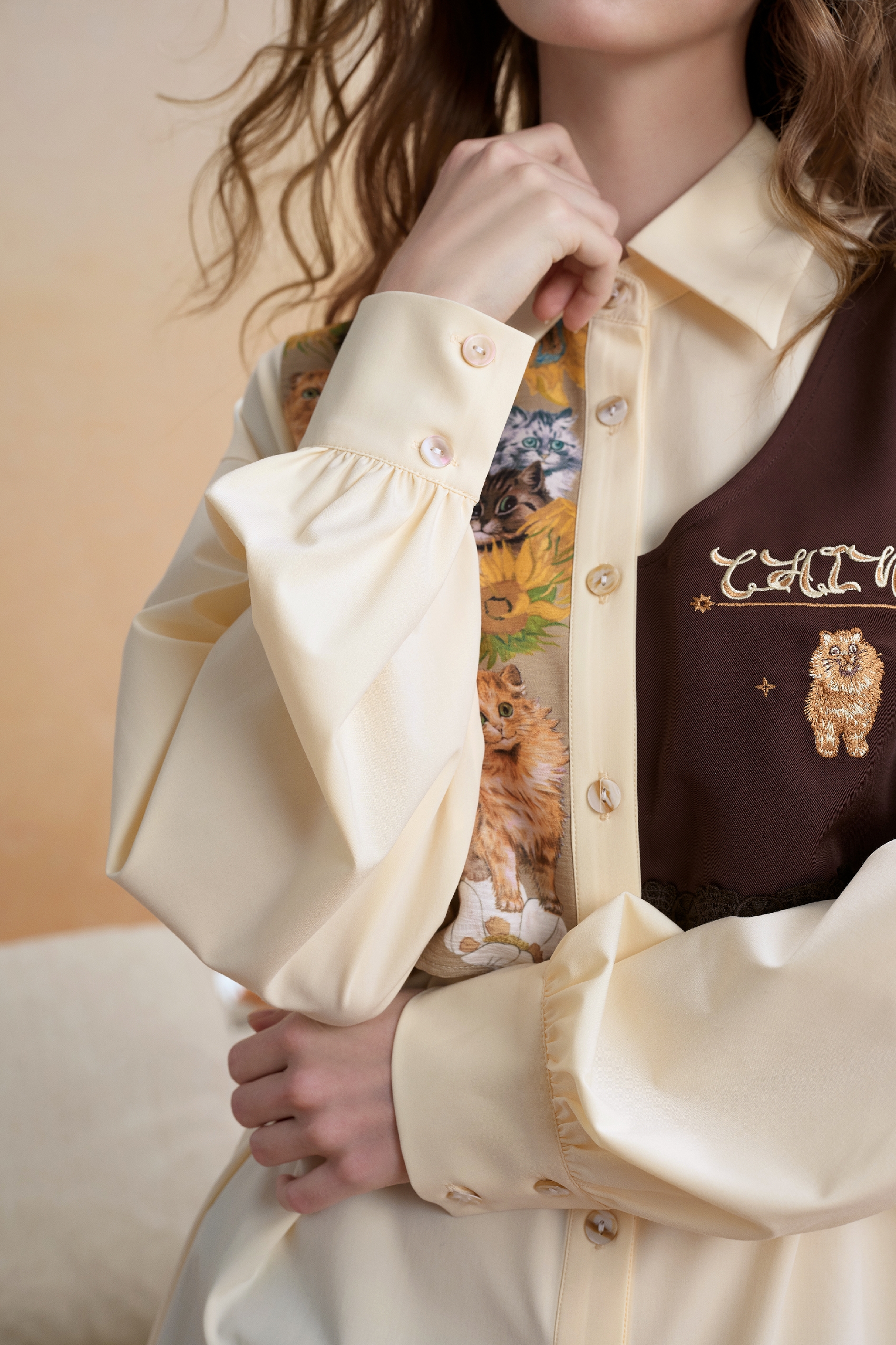 Van Gogh-Inspired Layered-Look Long-Sleeve Shirt