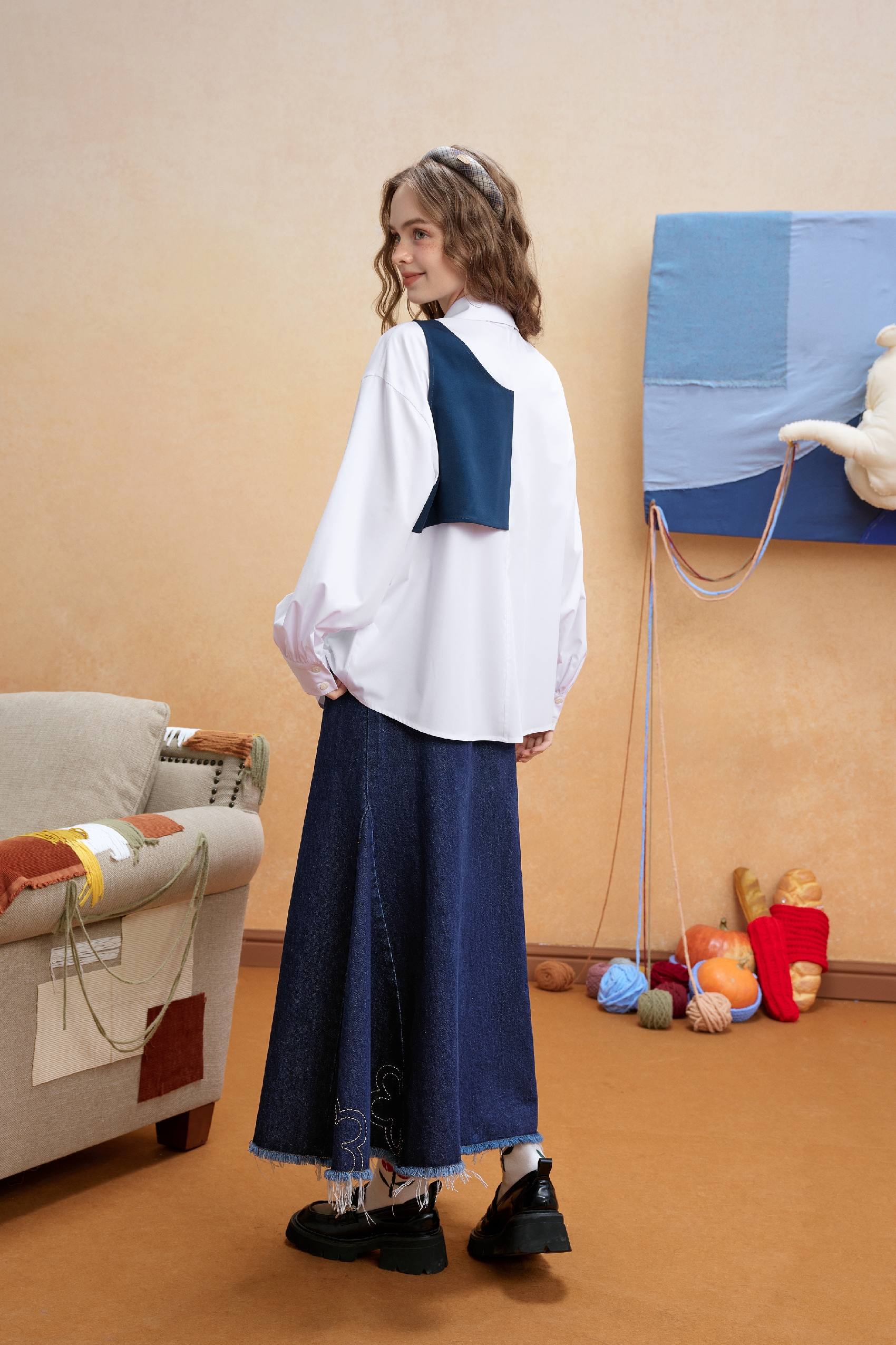 Van Gogh-Inspired Layered-Look Long-Sleeve Shirt