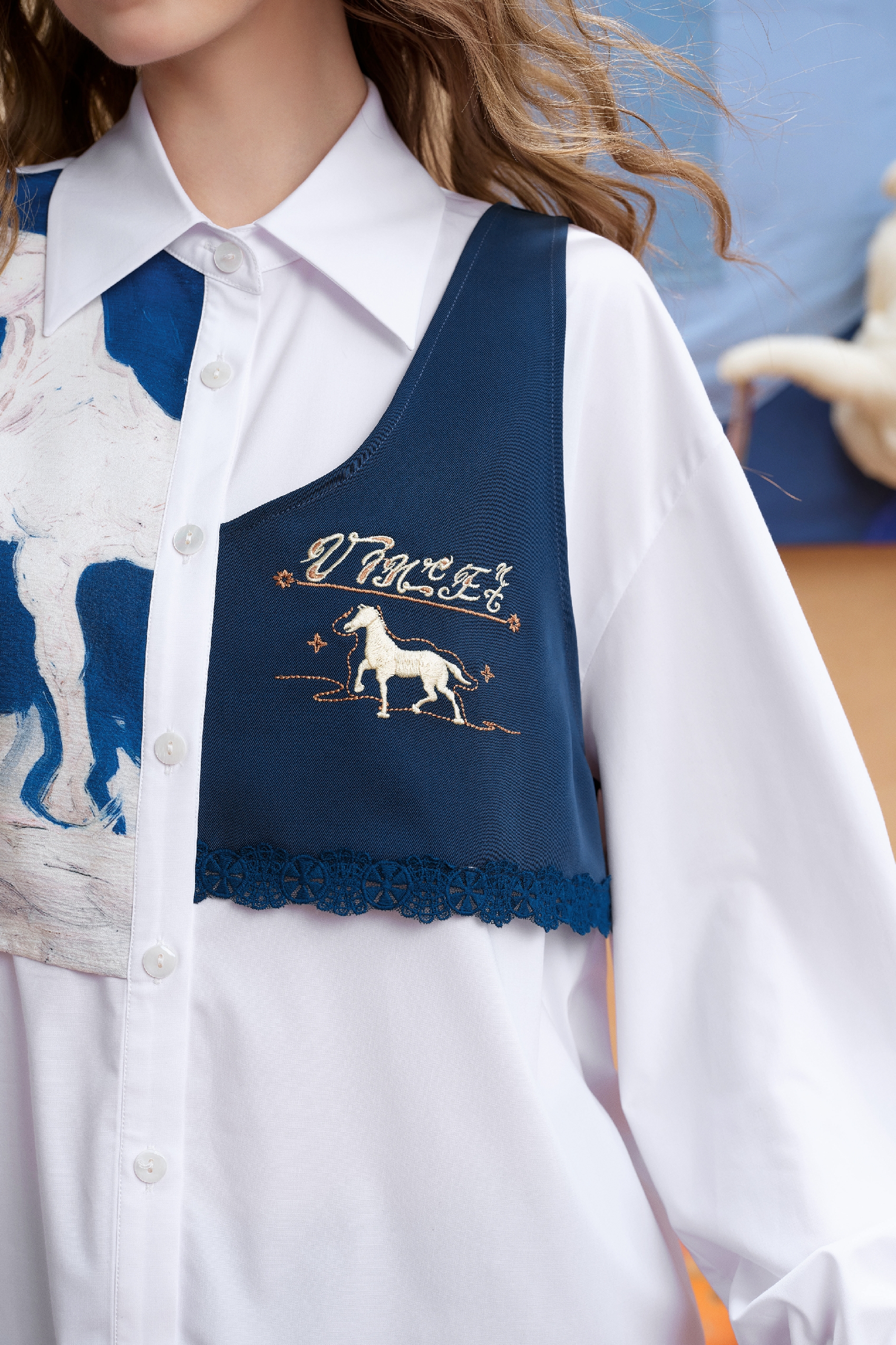 Van Gogh-Inspired Layered-Look Long-Sleeve Shirt