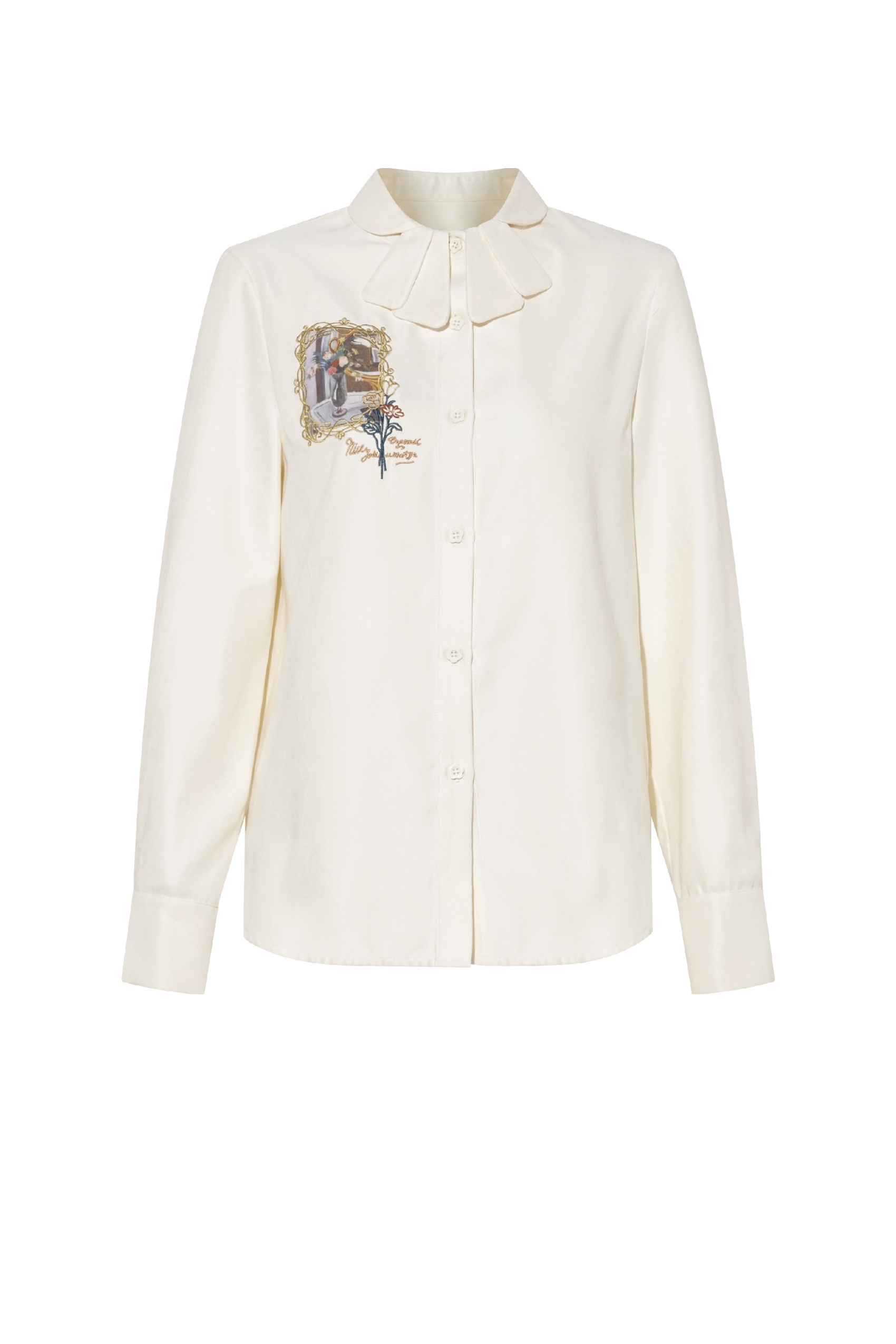 Embroidered long-sleeved shirt