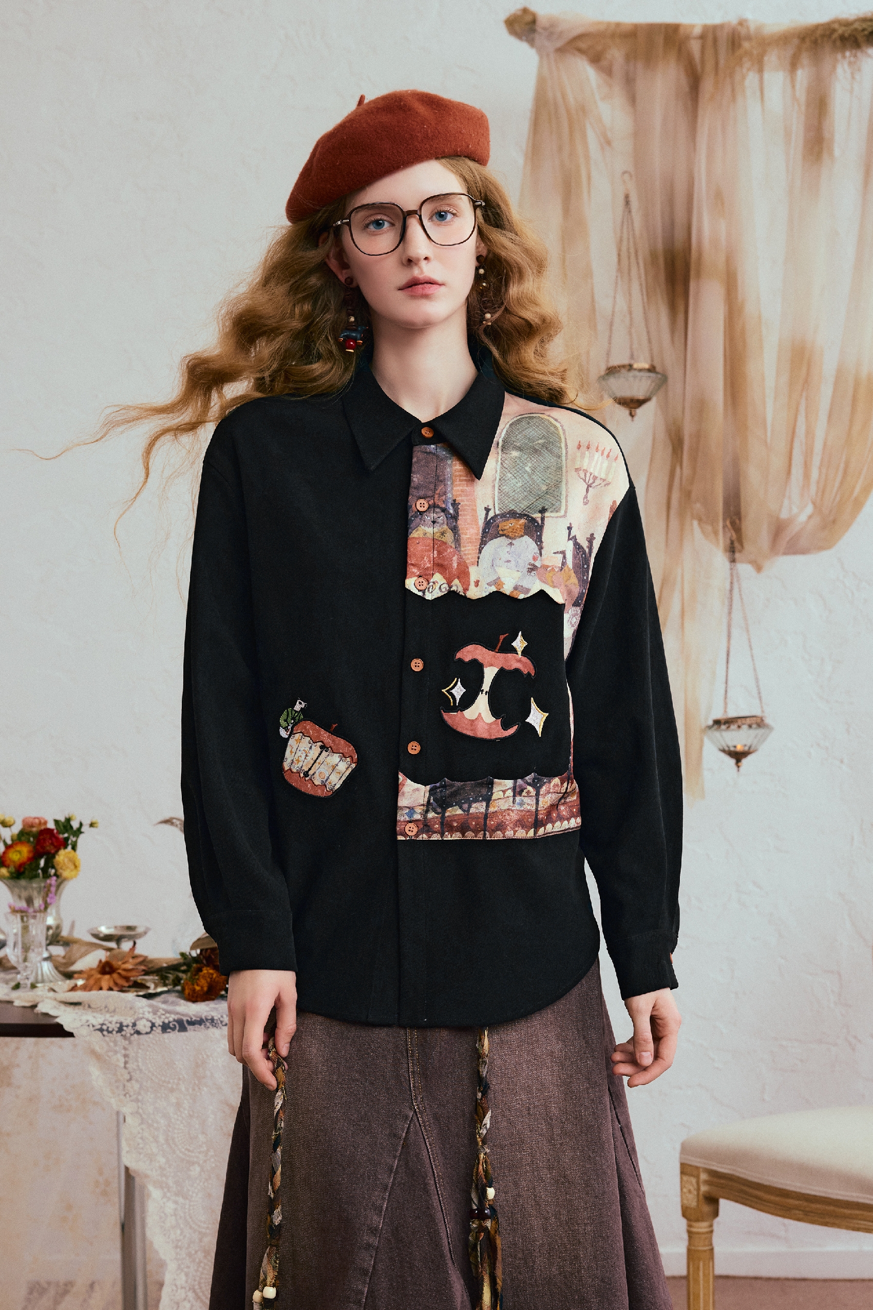 Black Van Gogh long-sleeved shirt