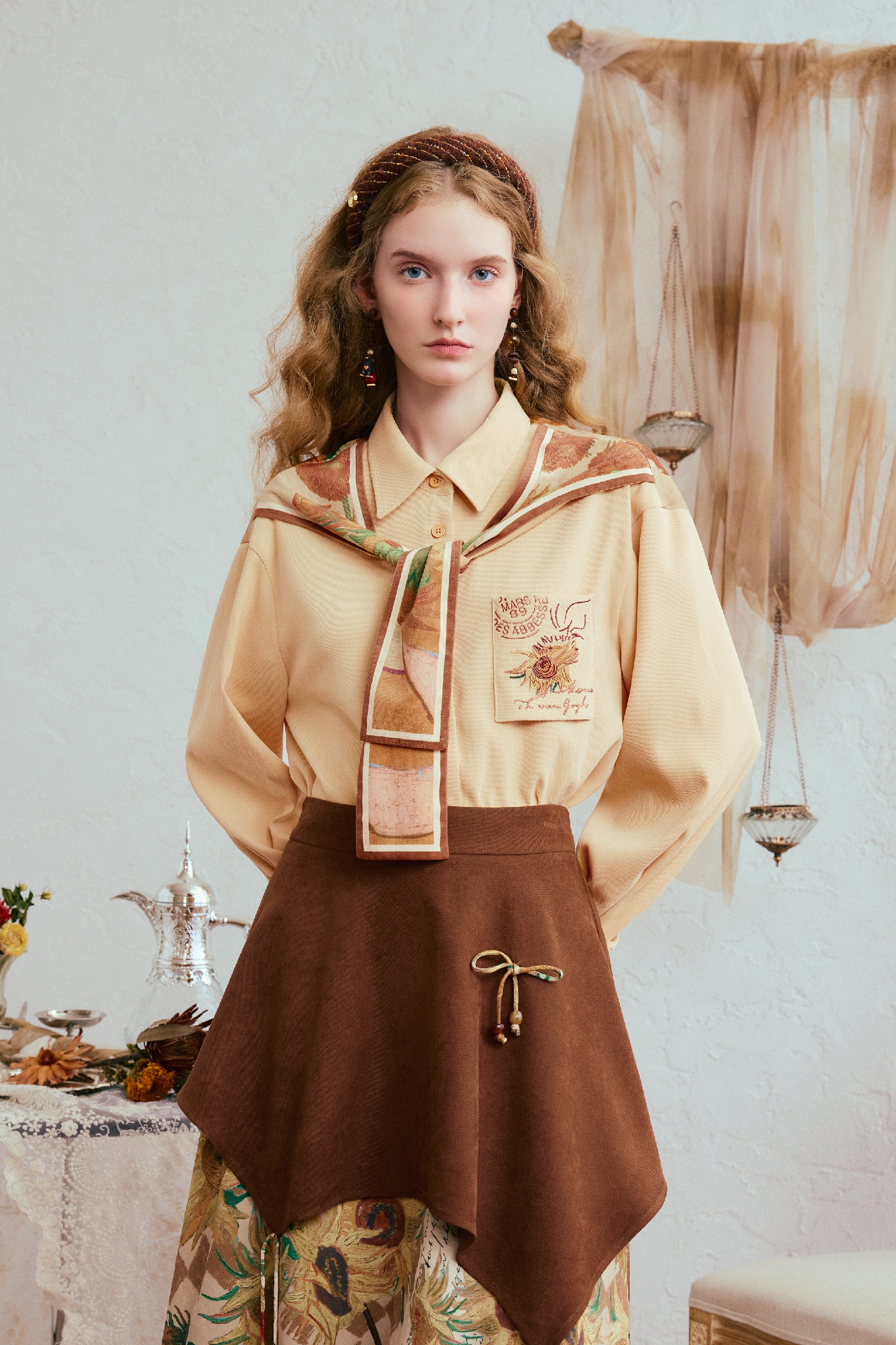 Van Gogh-Inspired Art Print Shawl Shirt