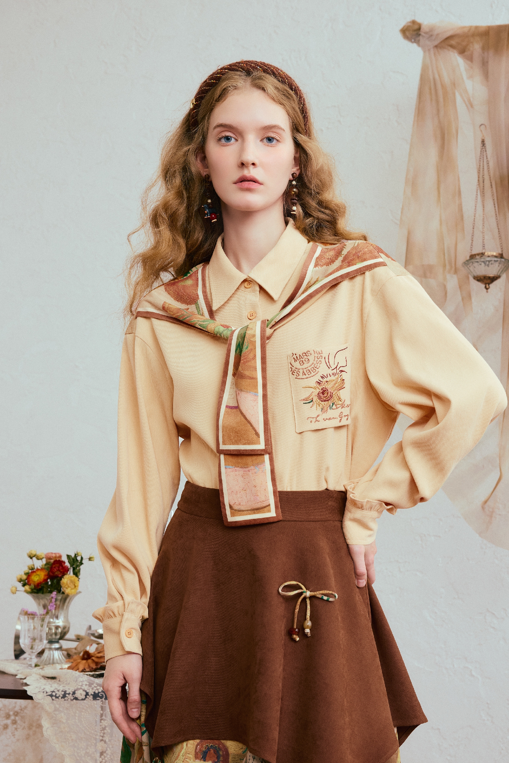 Van Gogh-Inspired Art Print Shawl Shirt