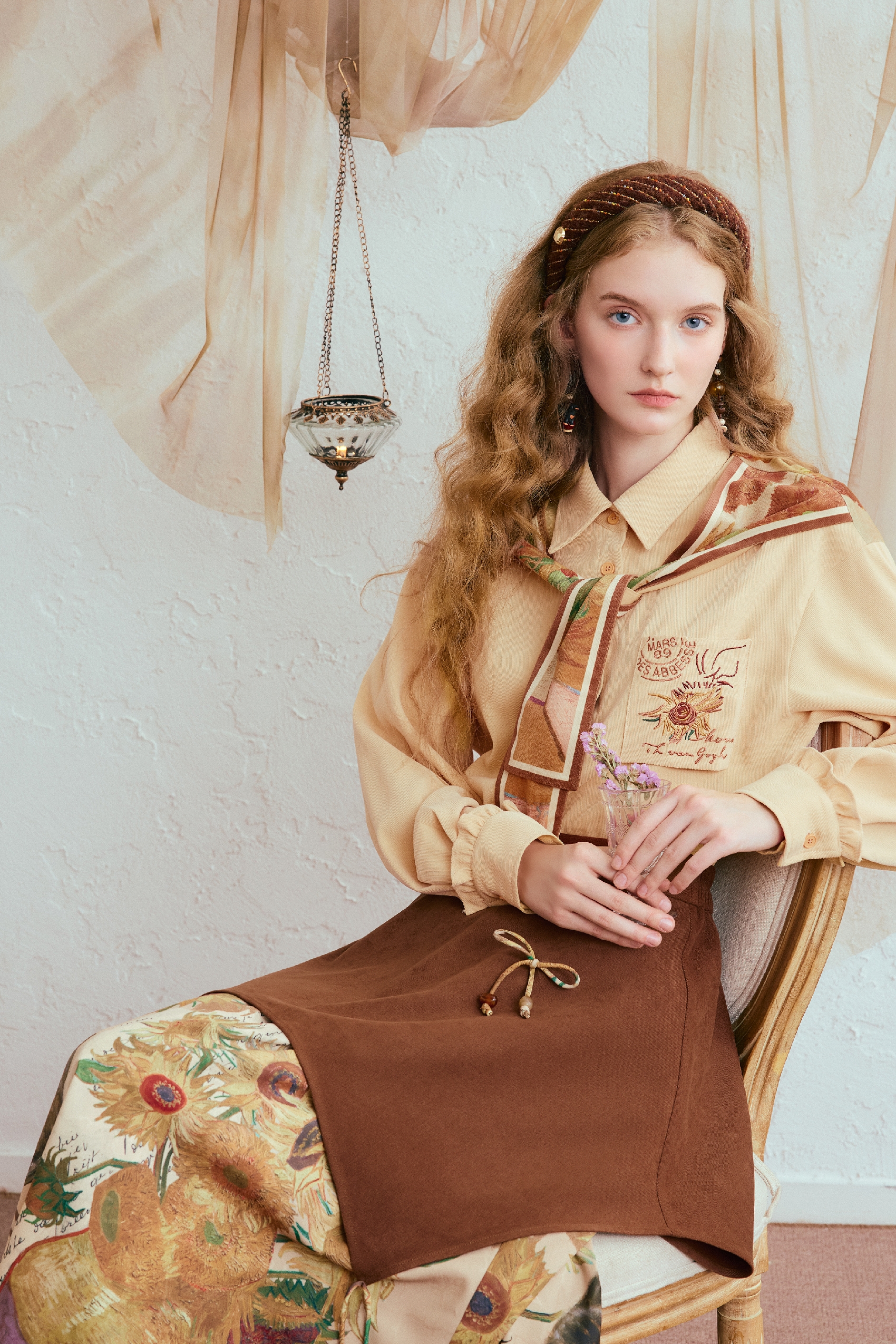 Van Gogh-Inspired Art Print Shawl Shirt