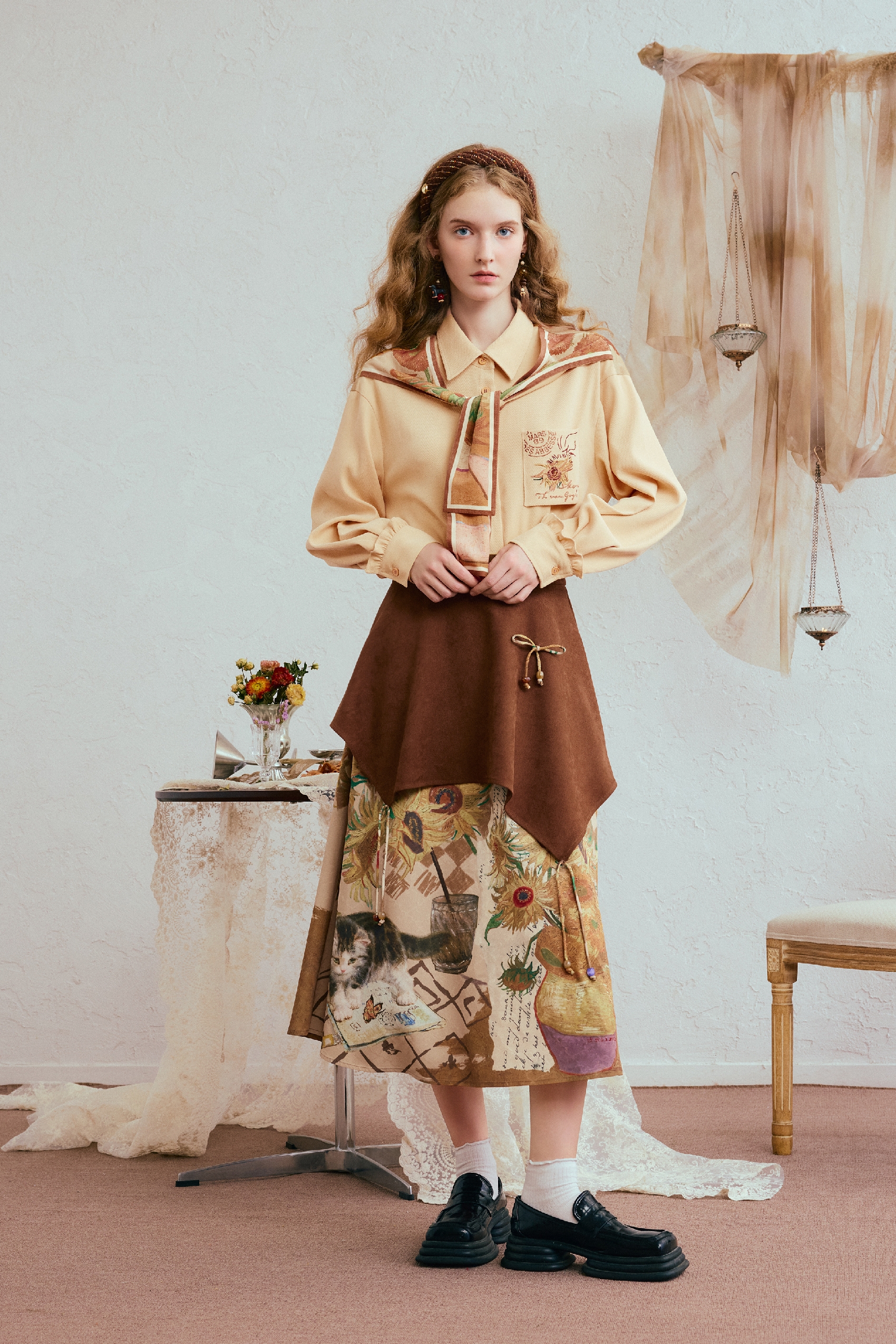 Van Gogh-Inspired Art Print Shawl Shirt