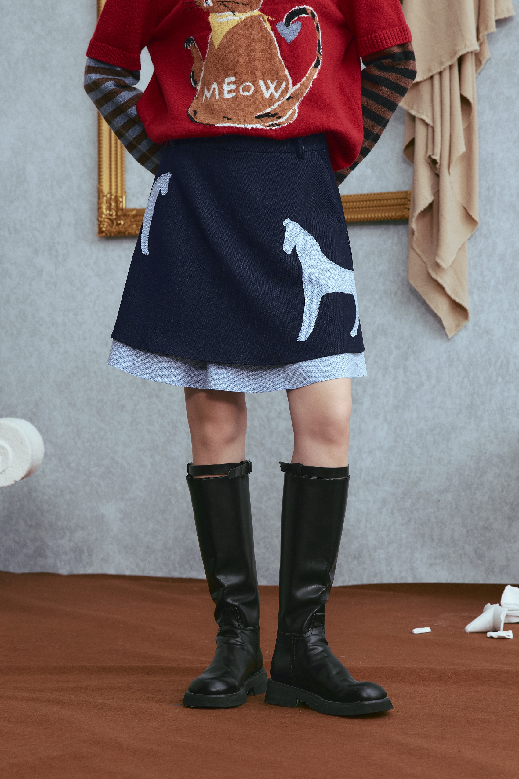 Patchwork Designer Denim Mini Skirt