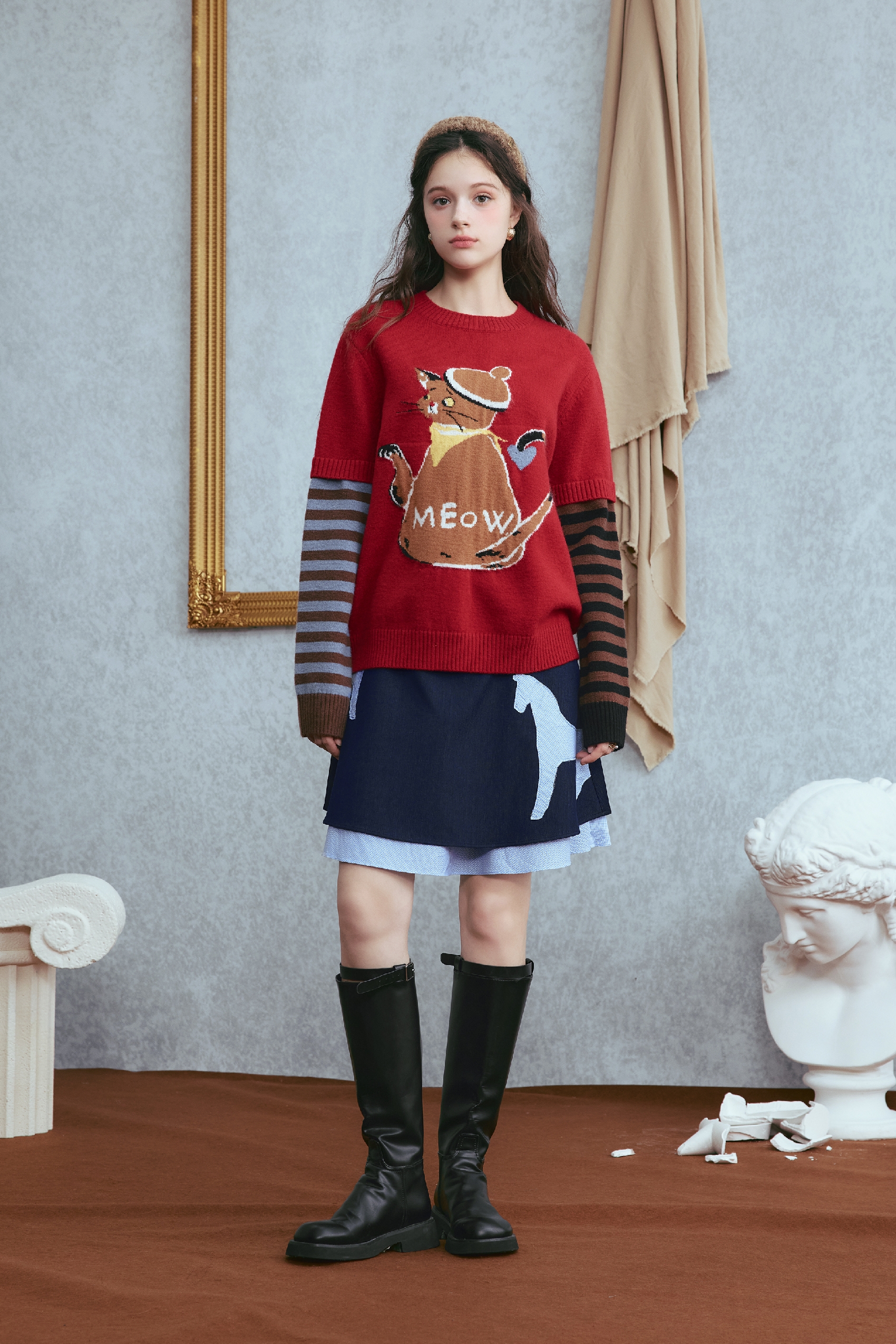 Patchwork Designer Denim Mini Skirt