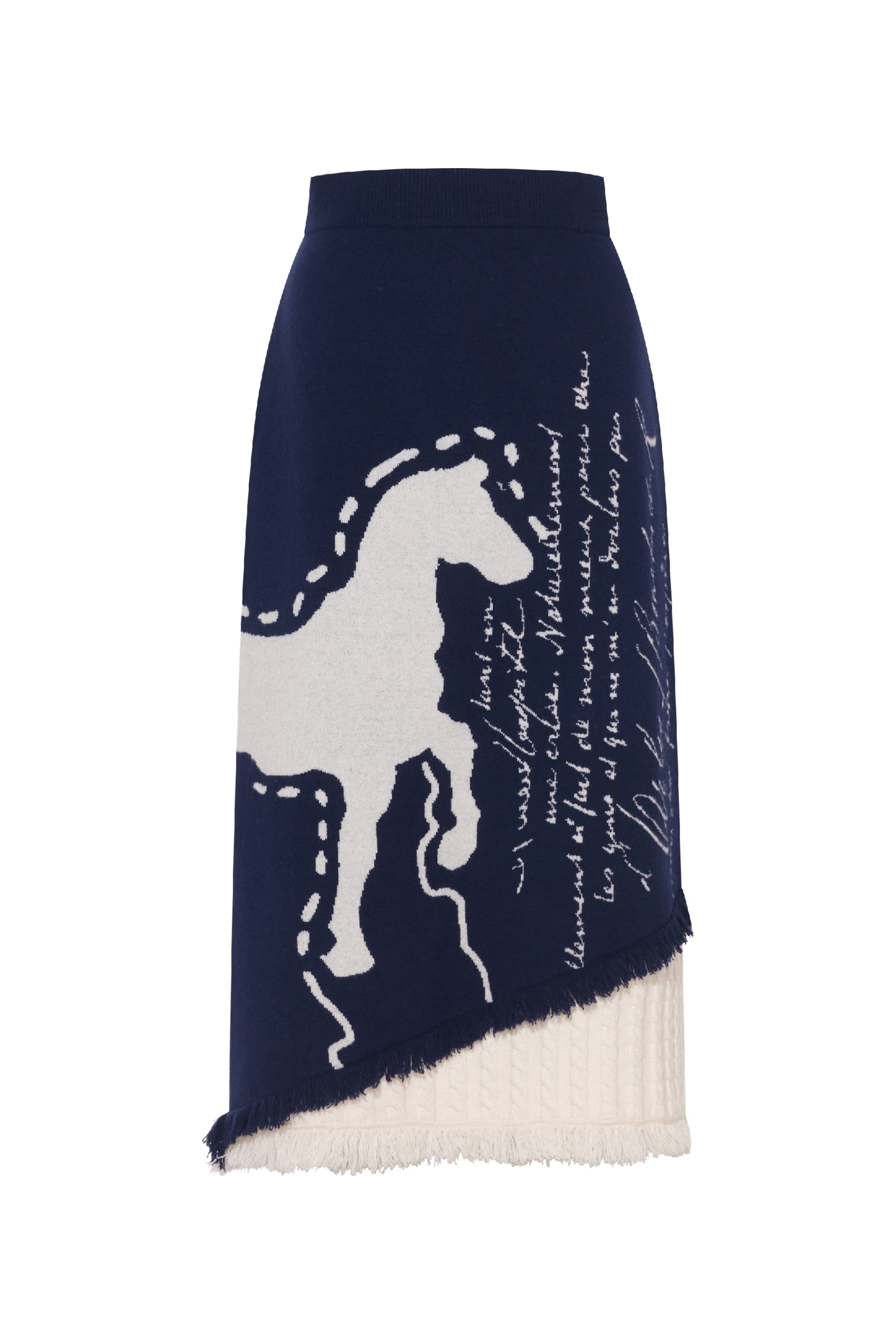 Van Gogh-Inspired High-Waist Knit Midi Skirt