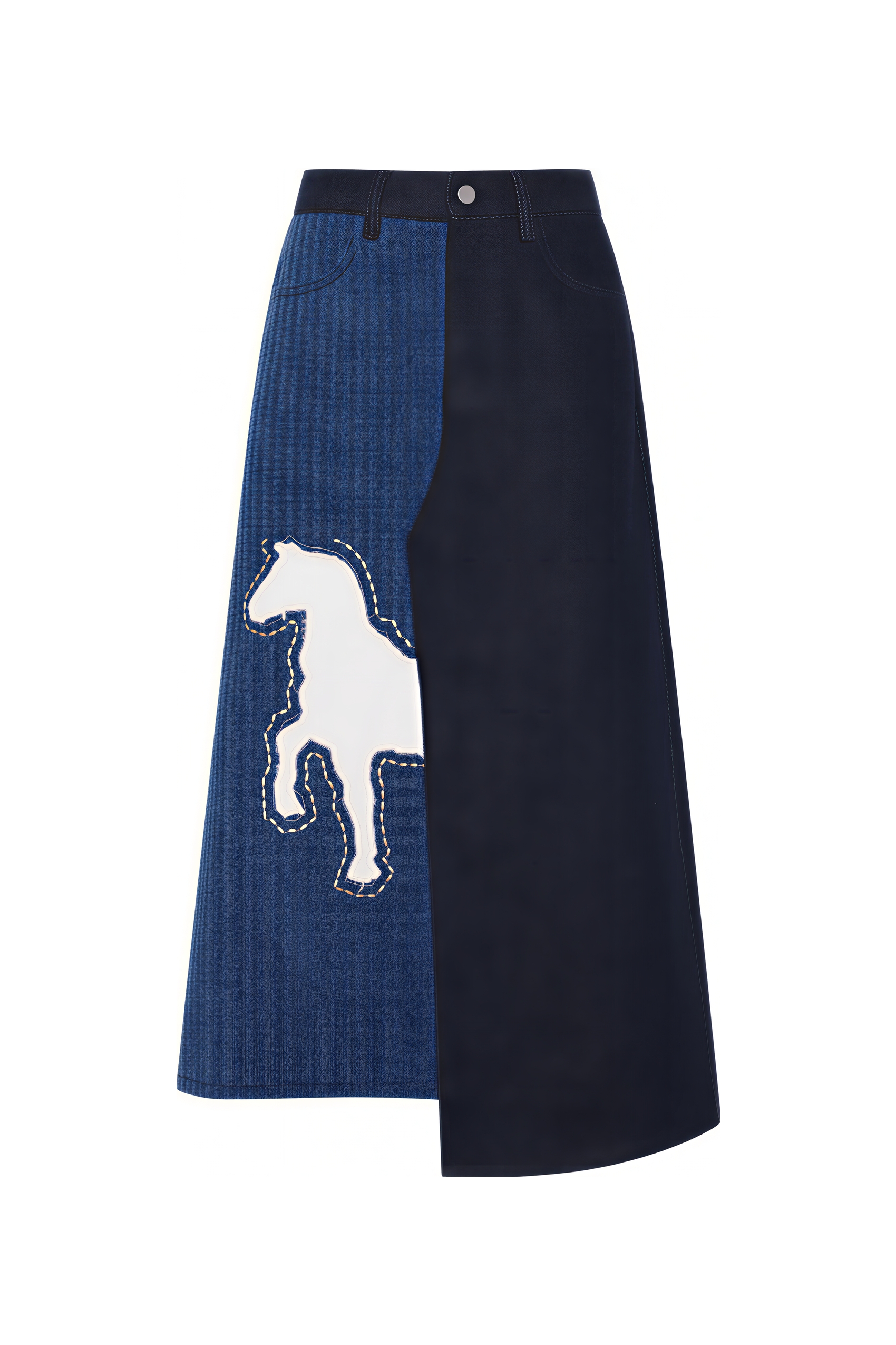 Van Gogh-Inspired A-Line Relaxed Denim Skirt-LYONSENS