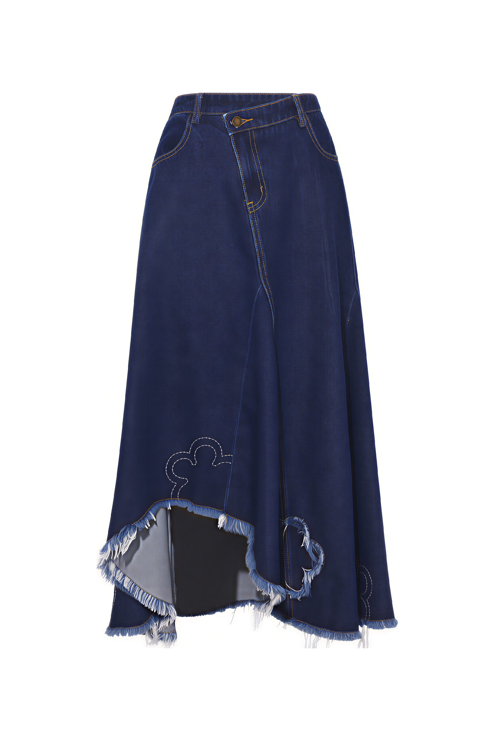 Asymmetric Patchwork Denim Skirt