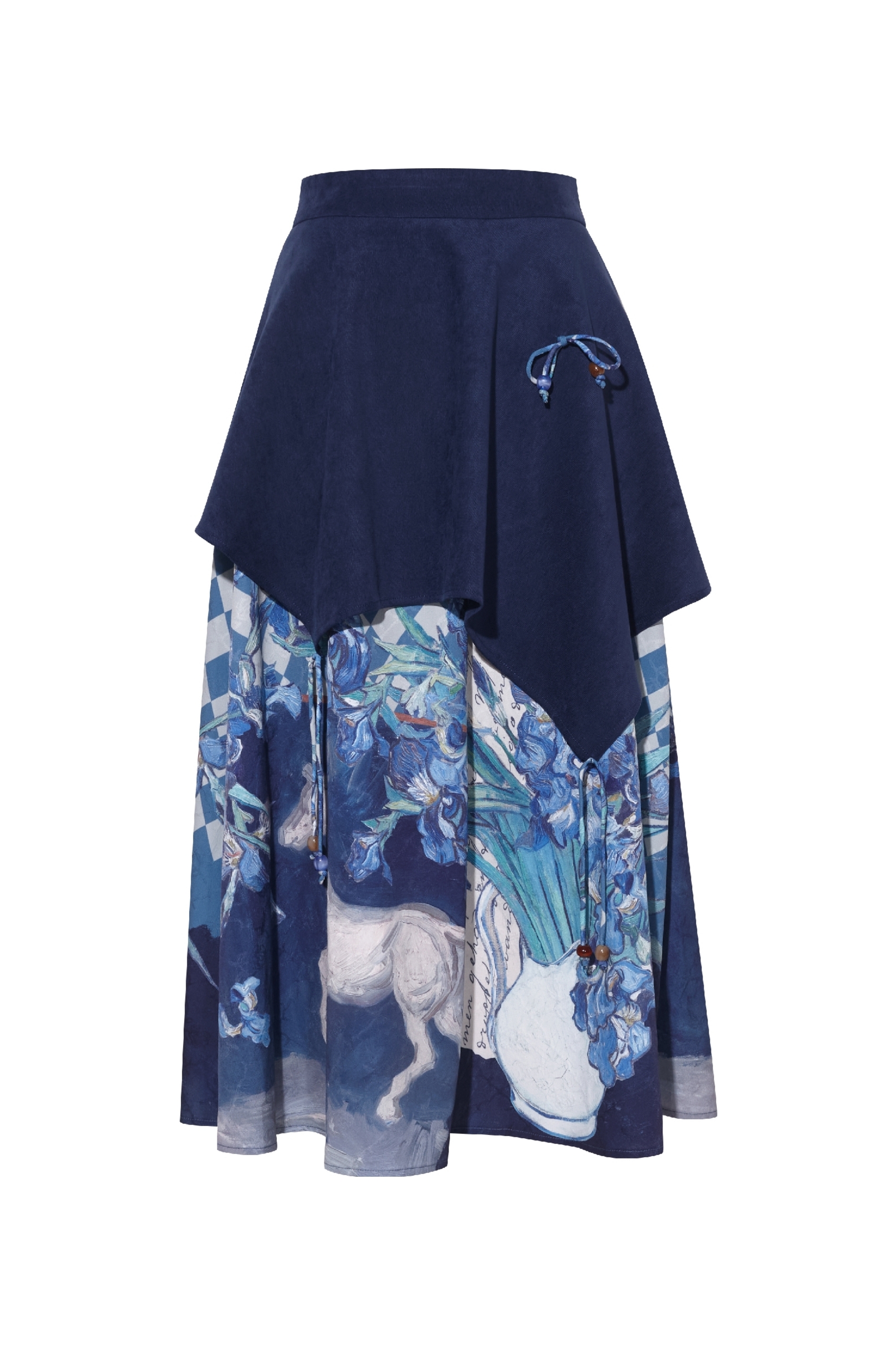 Van Gogh-Inspired Brown A-Line Skirt