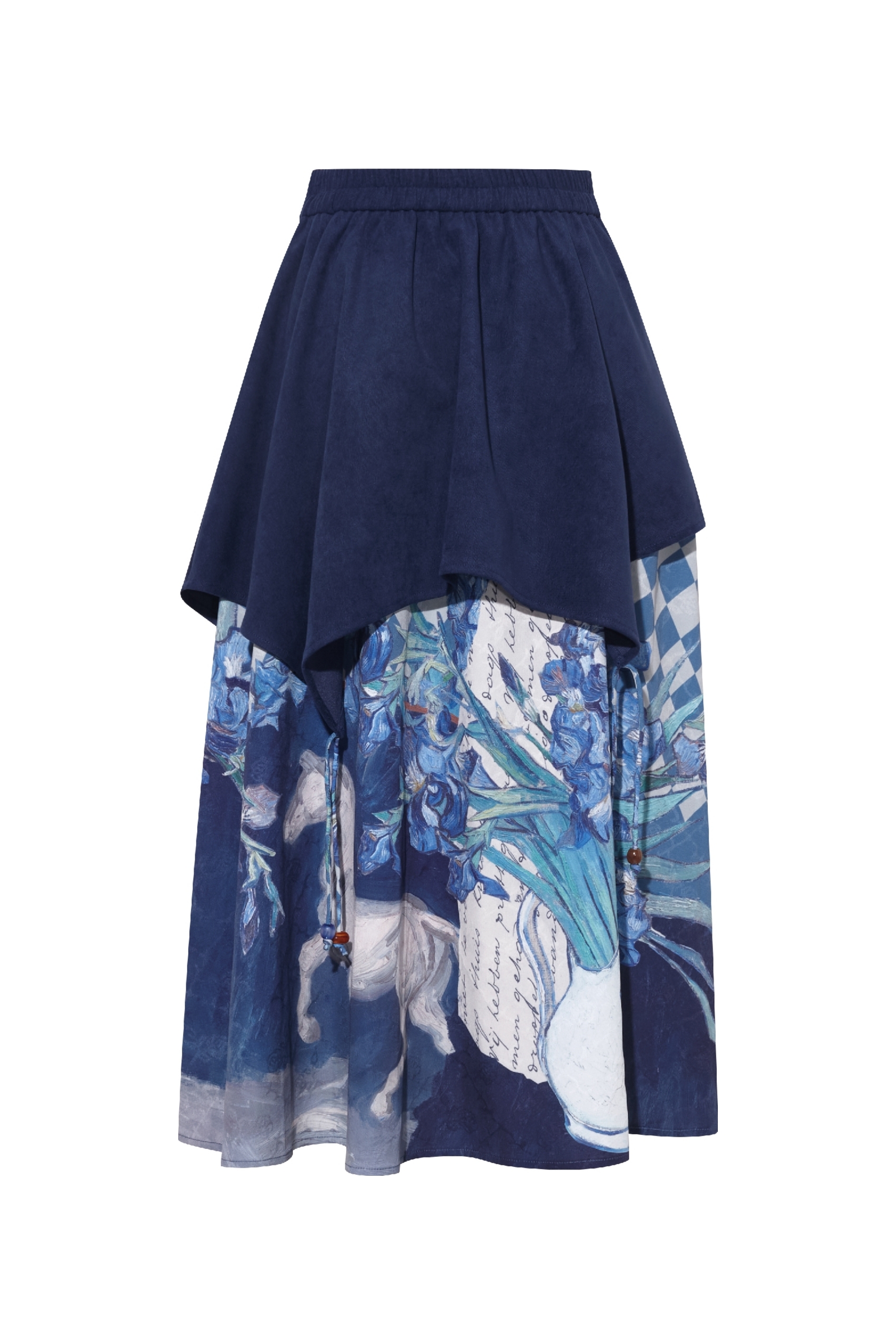 Van Gogh-Inspired Brown A-Line Skirt