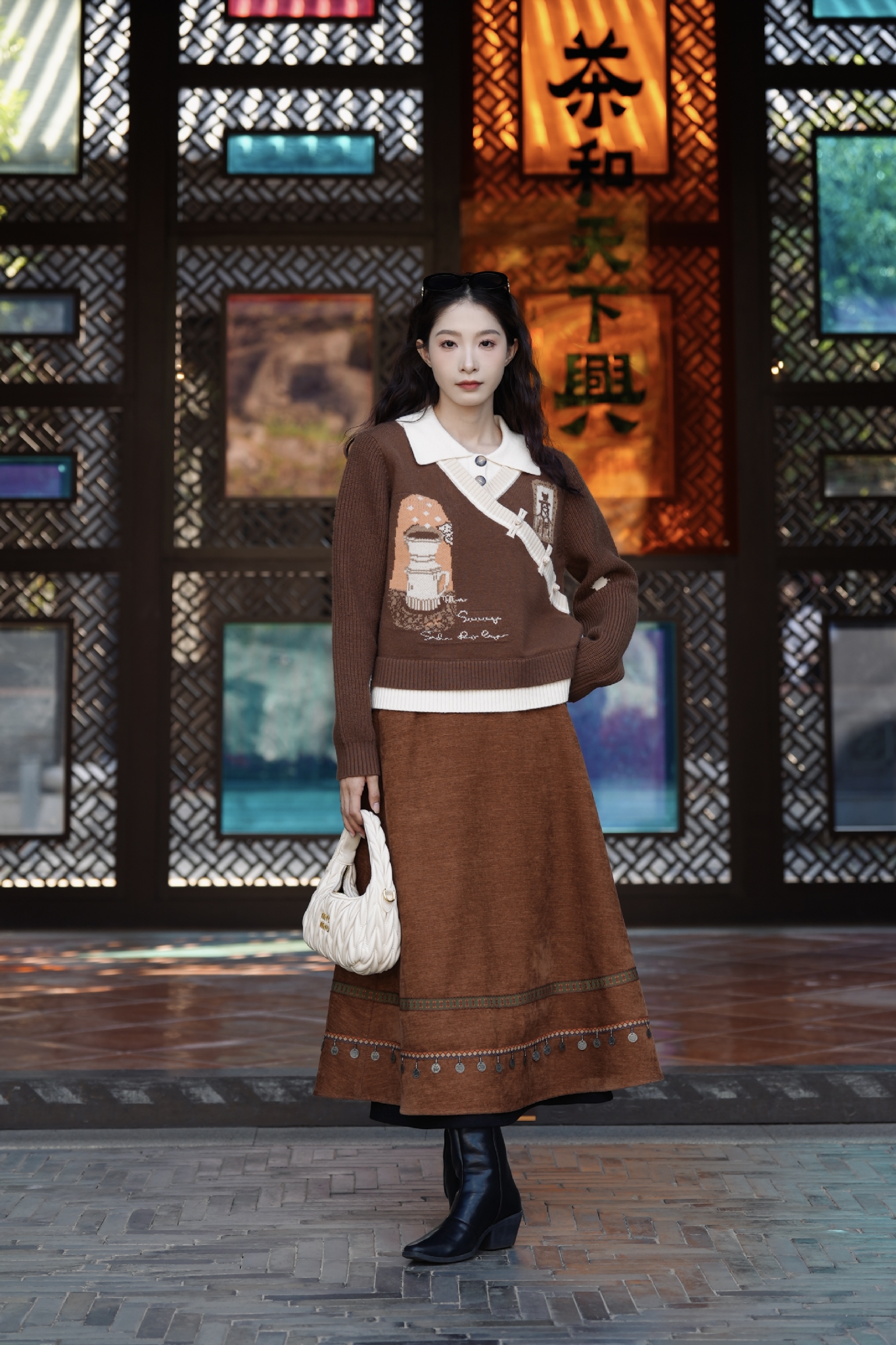 Ethnic style midi skirt