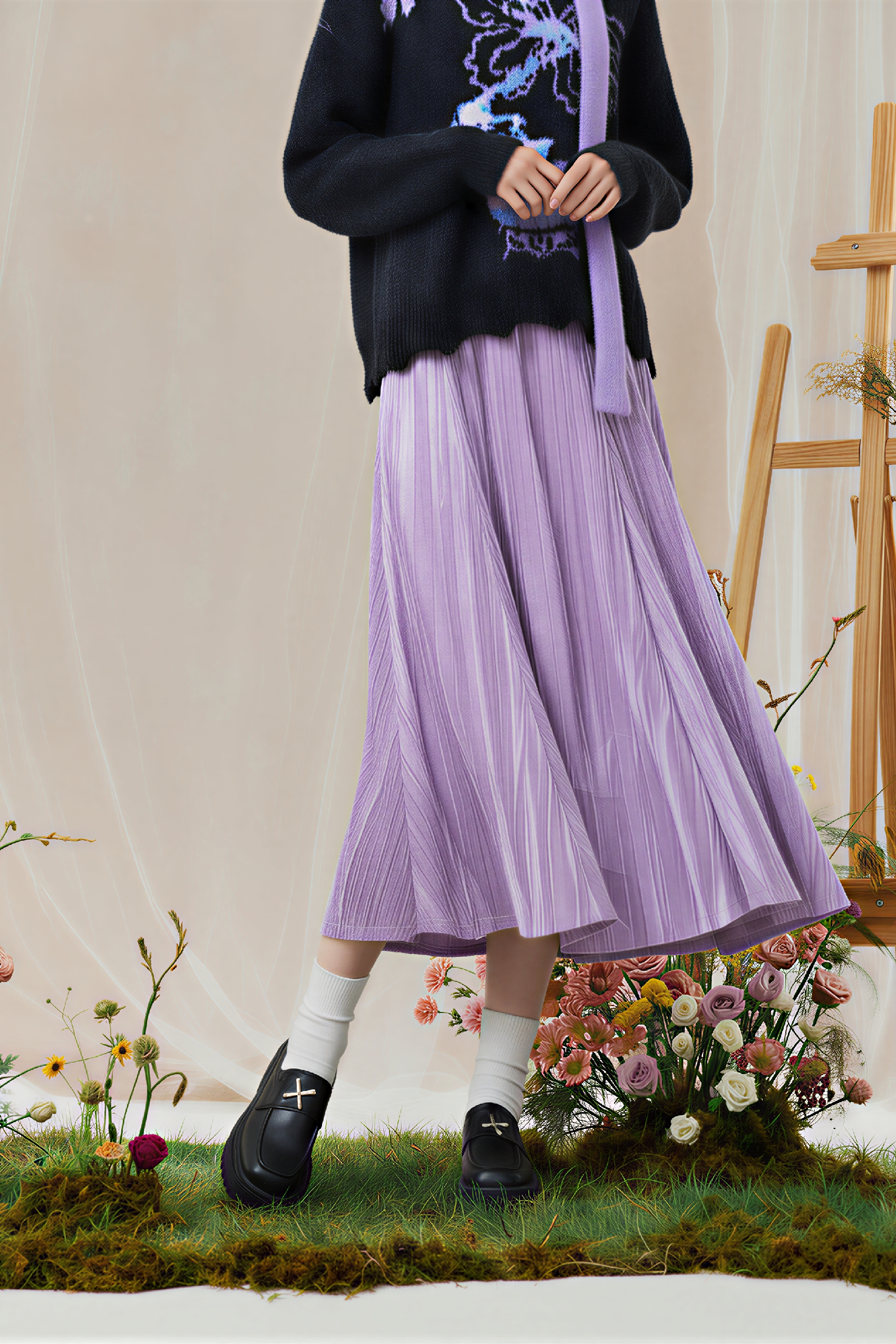 Purple A-line skirt