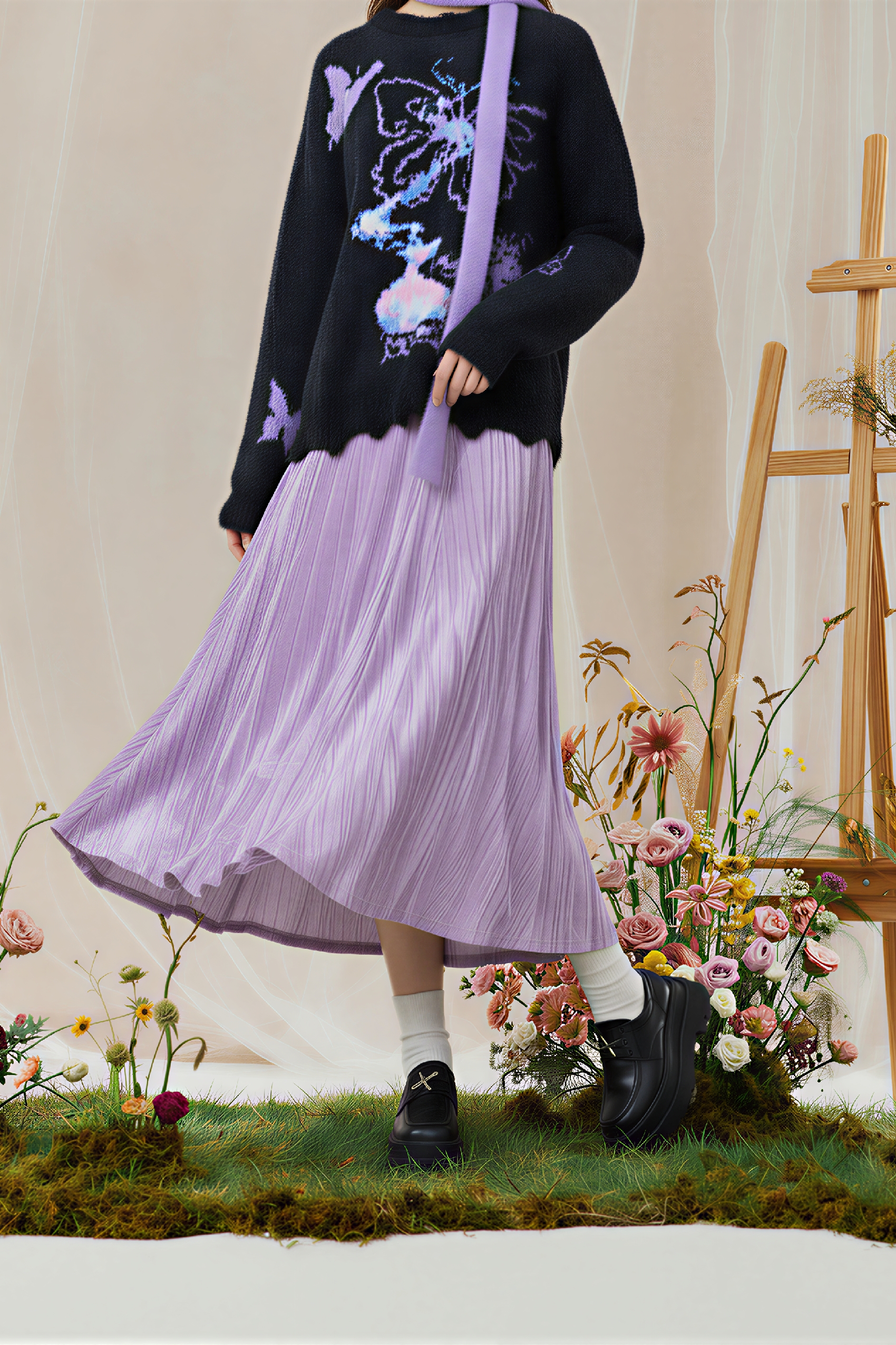 Purple A-line skirt