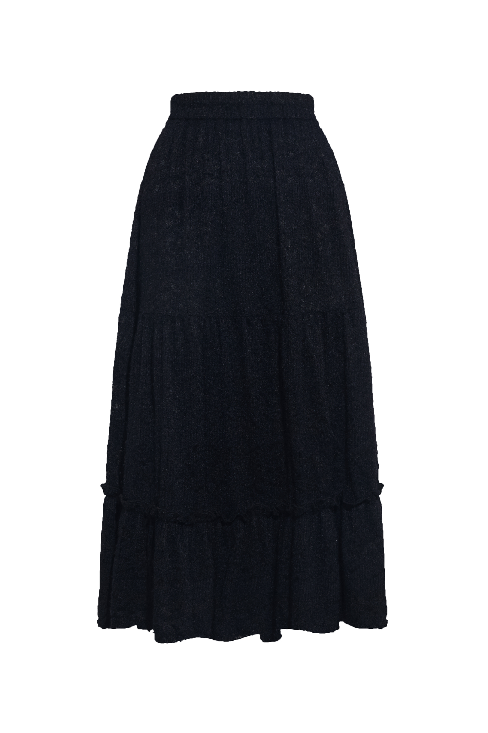 Black Lace Velvet Tiered Maxi Skirt