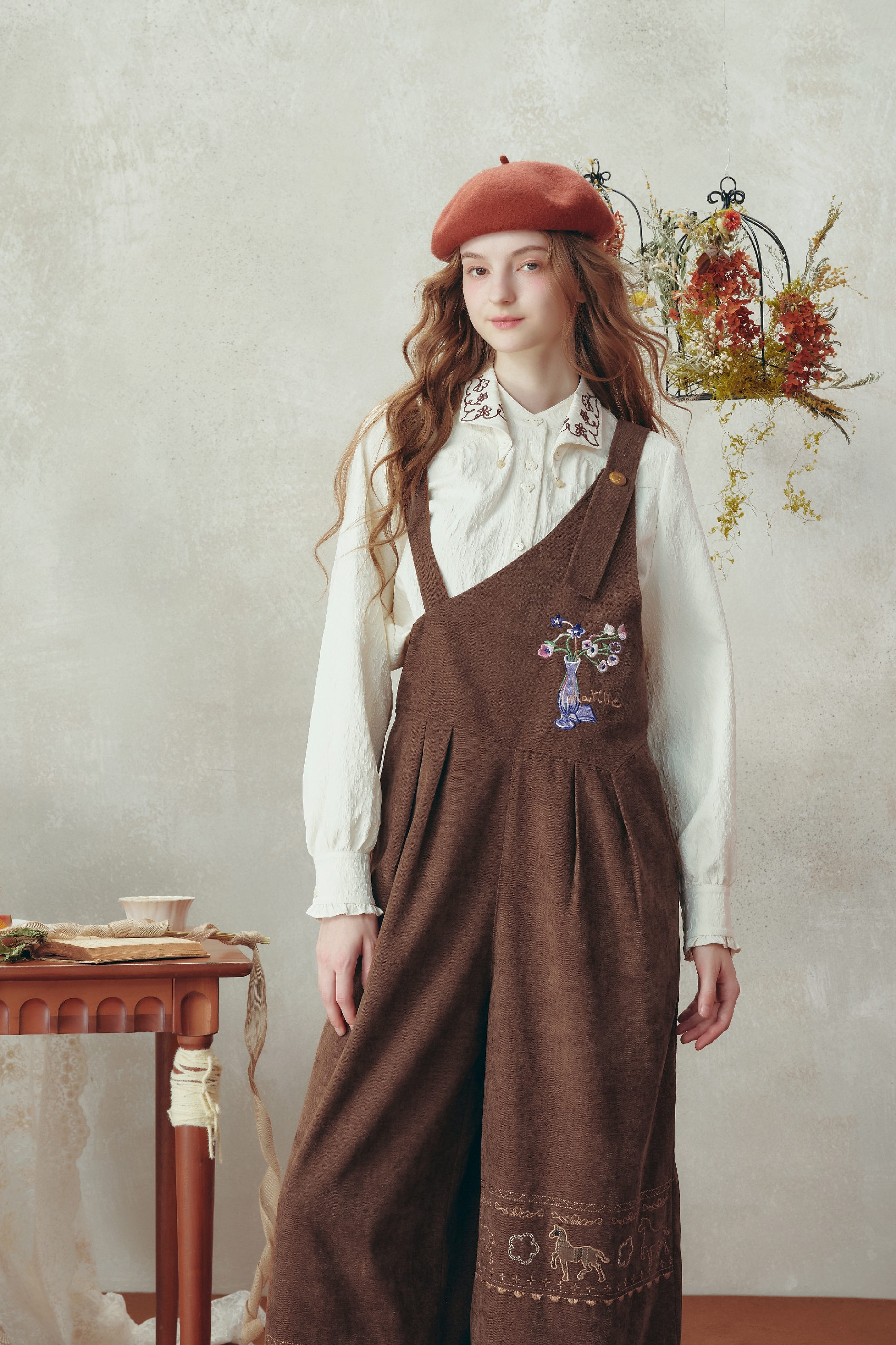 Slimming straight-leg overalls