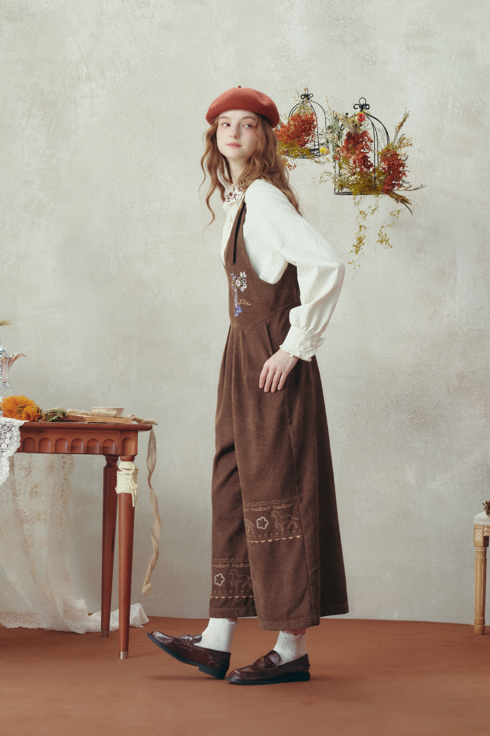 Slimming straight-leg overalls