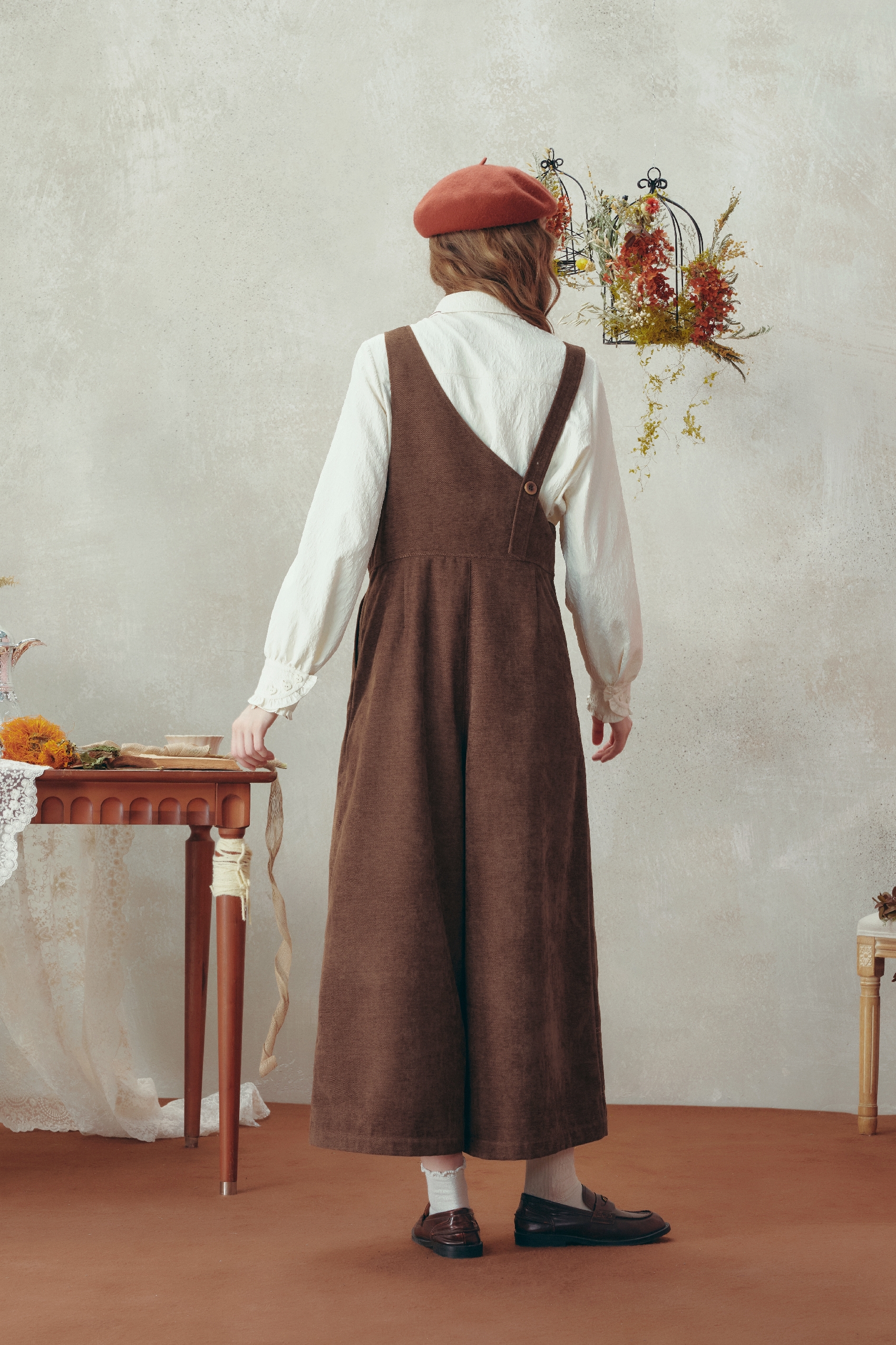 Slimming straight-leg overalls