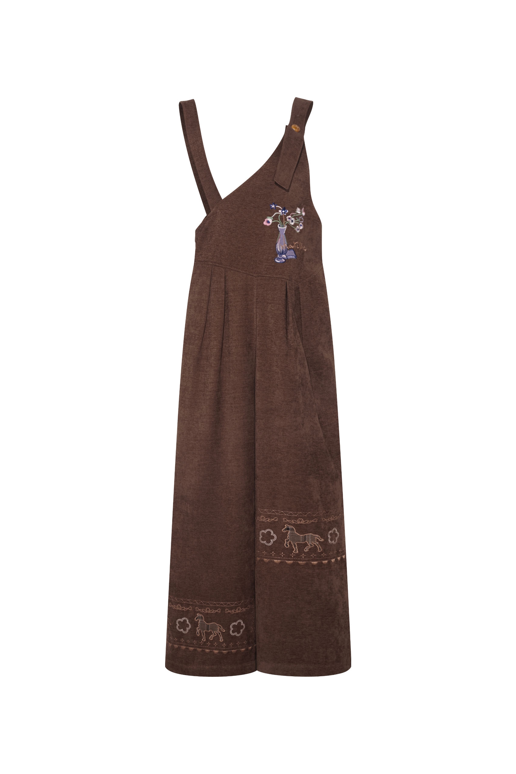 Slimming straight-leg overalls