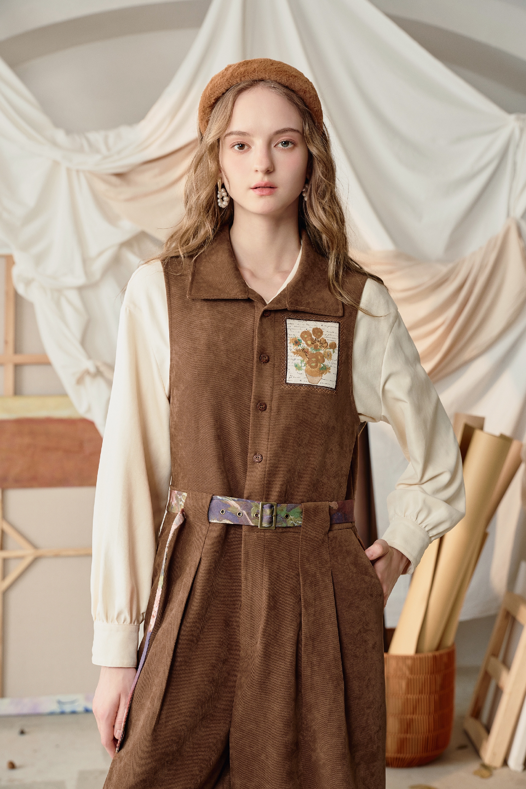 Van Gogh-inspired casual jumpsuit