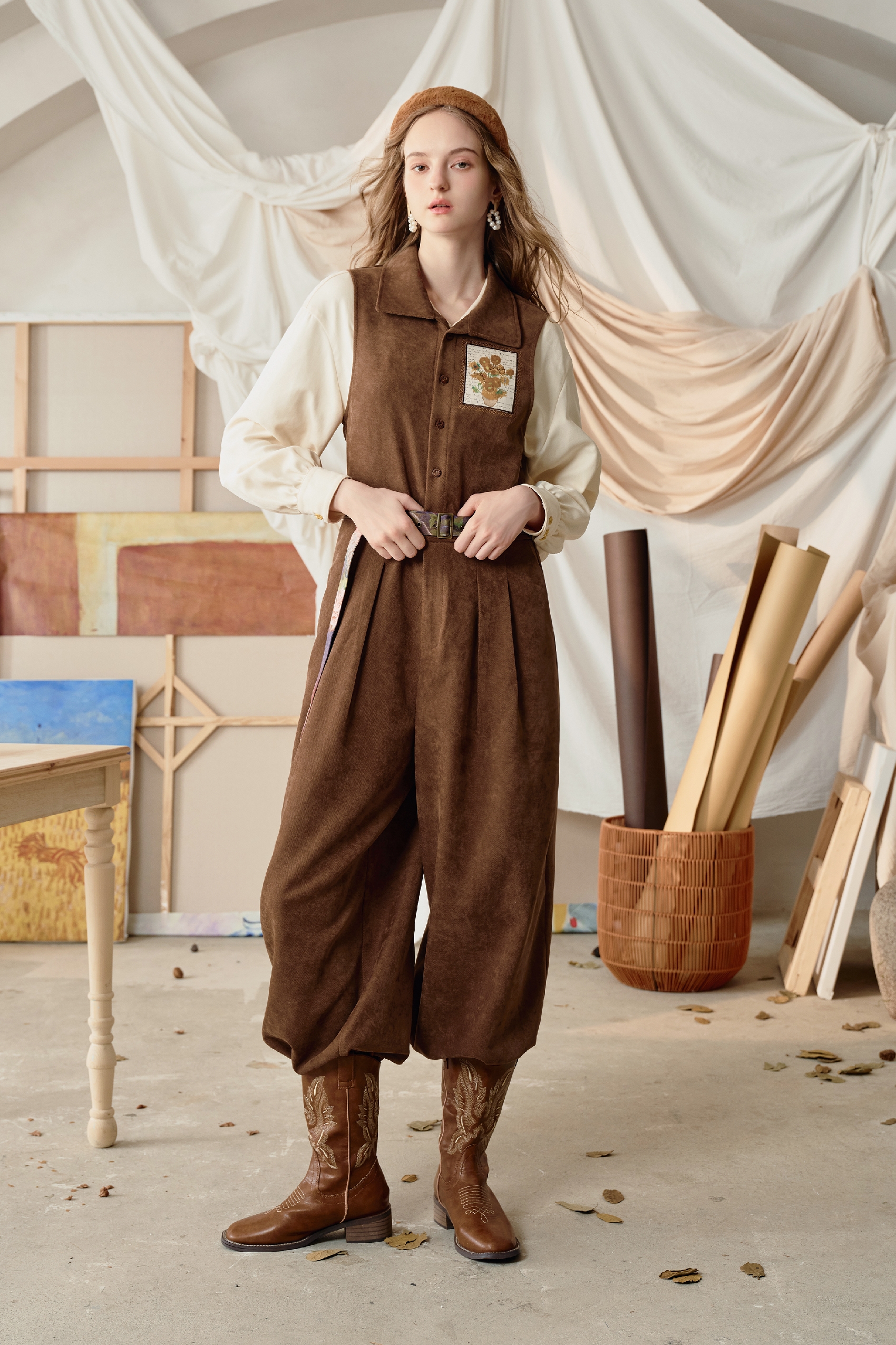 Van Gogh-inspired casual jumpsuit