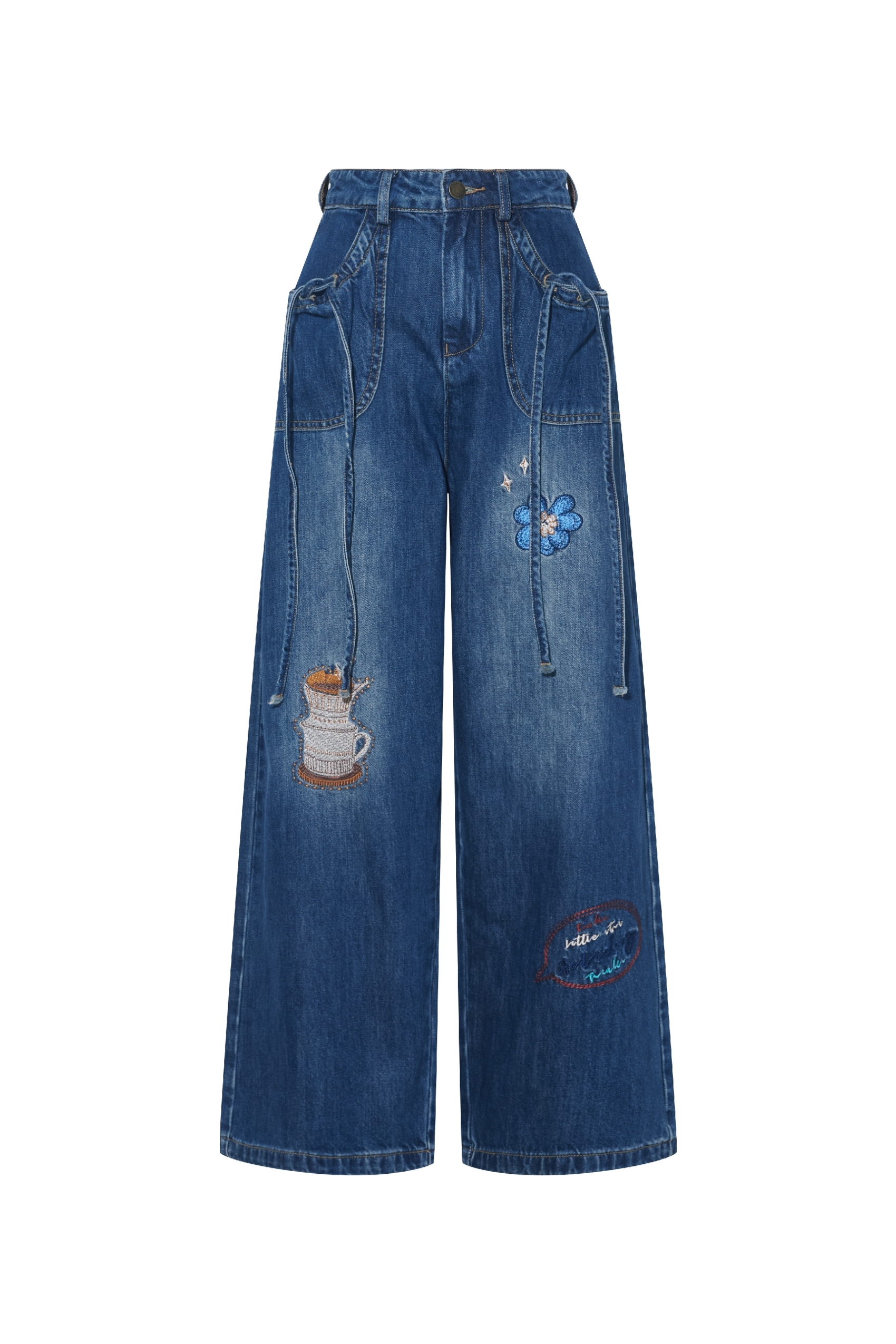 Embroidered casual denim pants