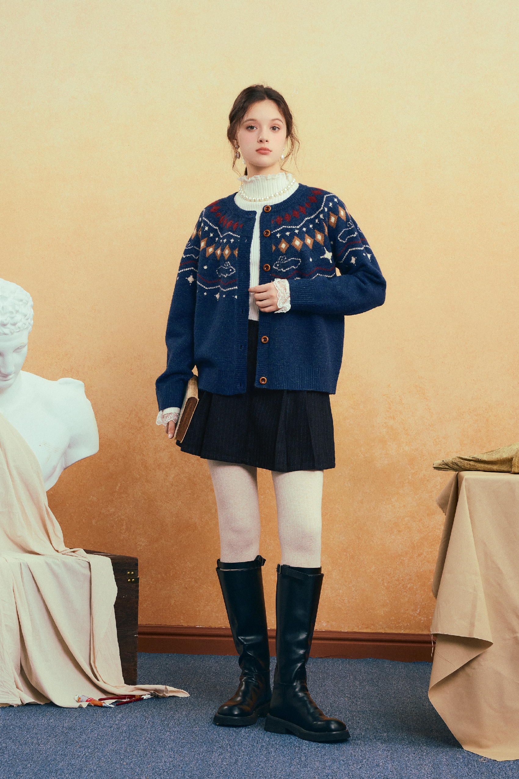 Black High-Waisted Relaxed Skort