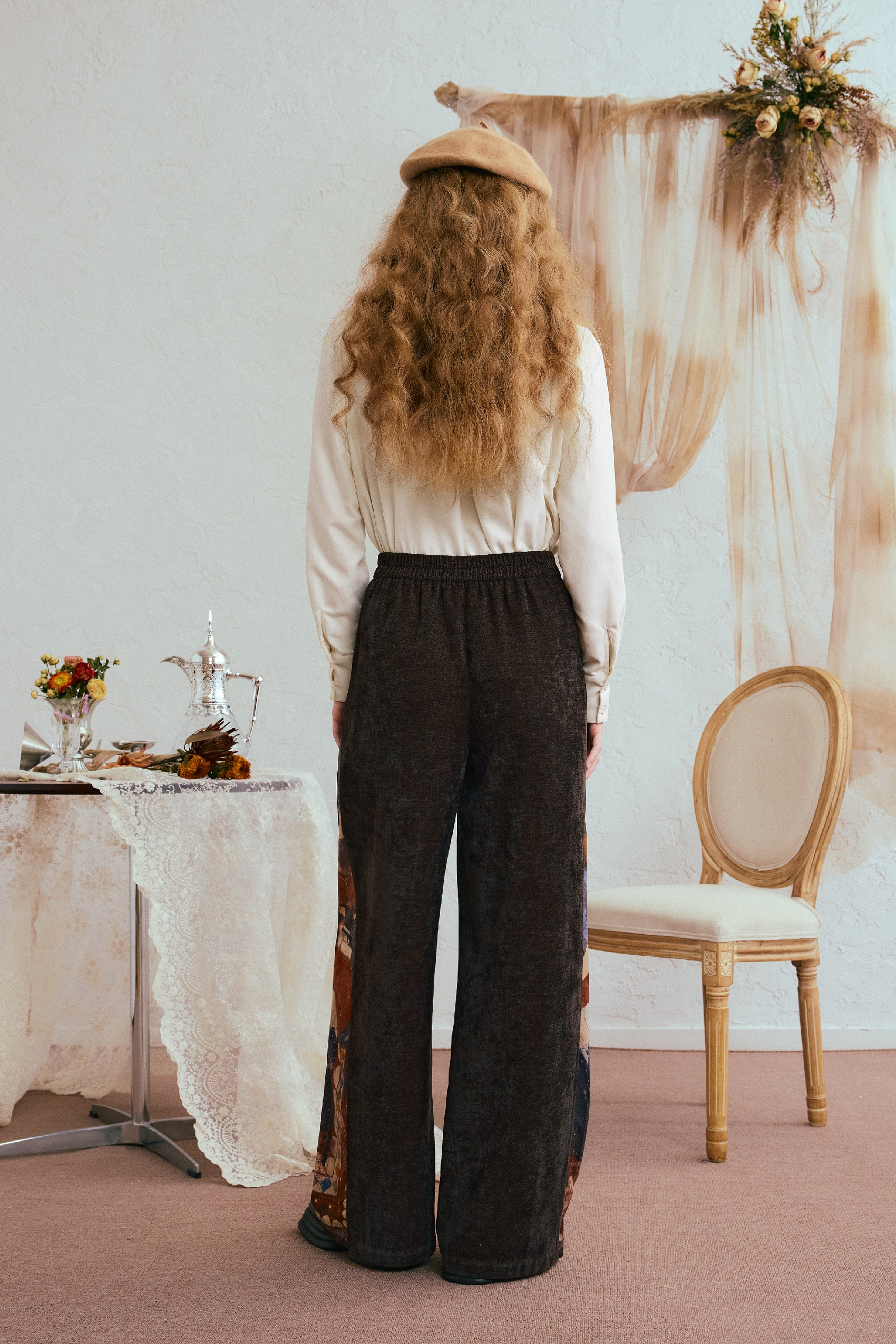 Retro high-waisted wide-leg casual pants