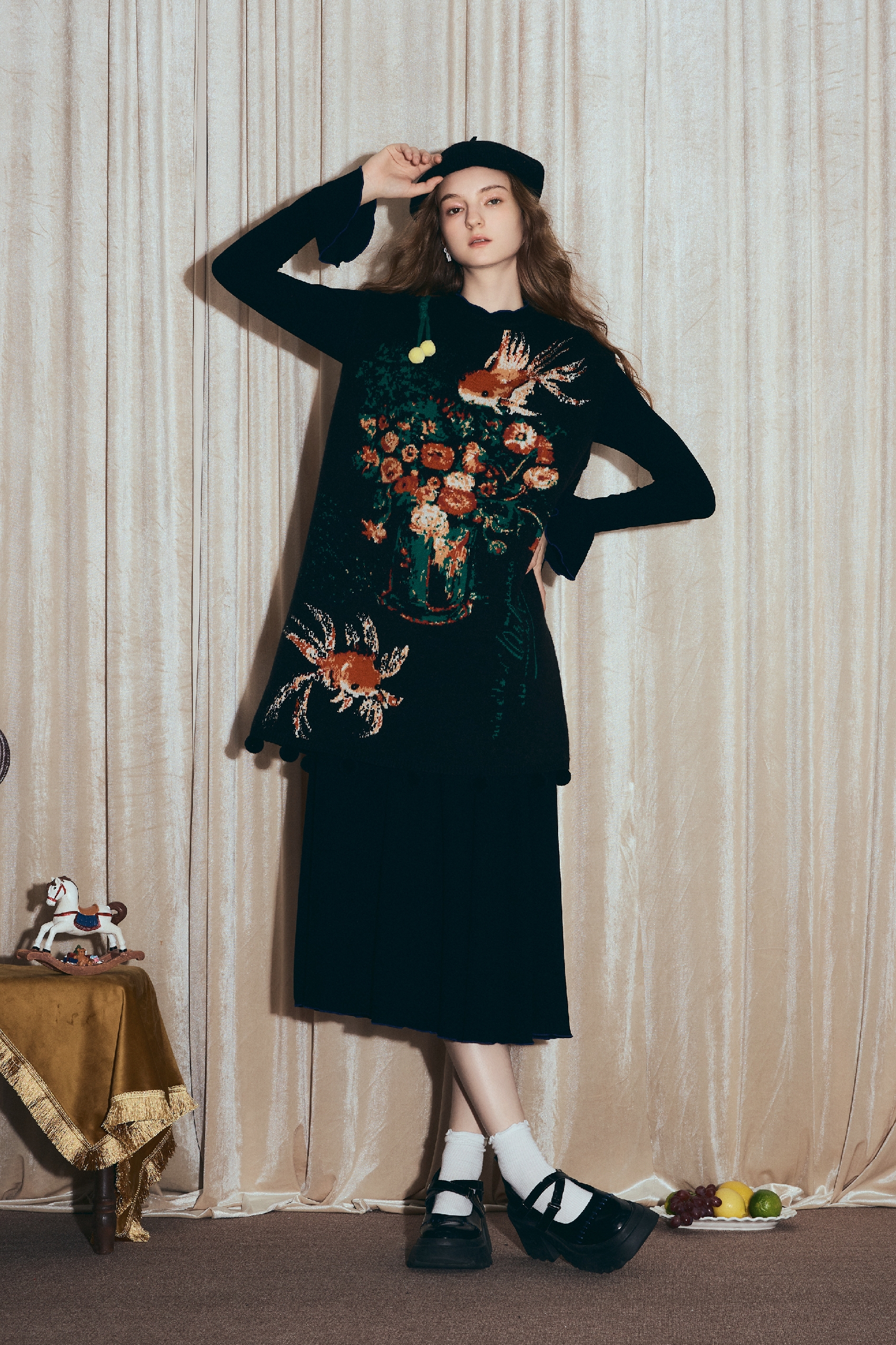 Van Gogh-Inspired Black Knit Tank Dress