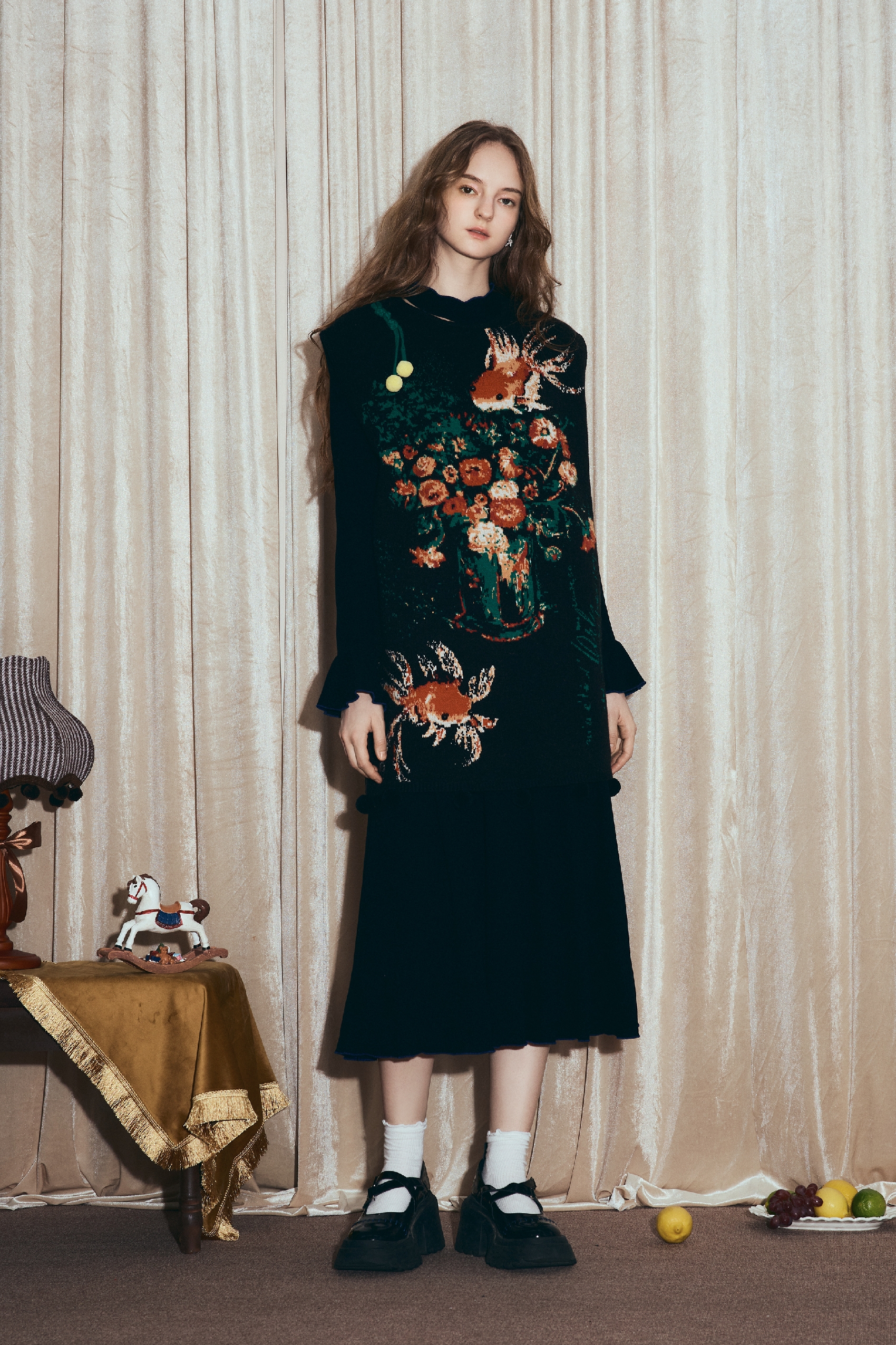 Van Gogh-Inspired Black Knit Tank Dress