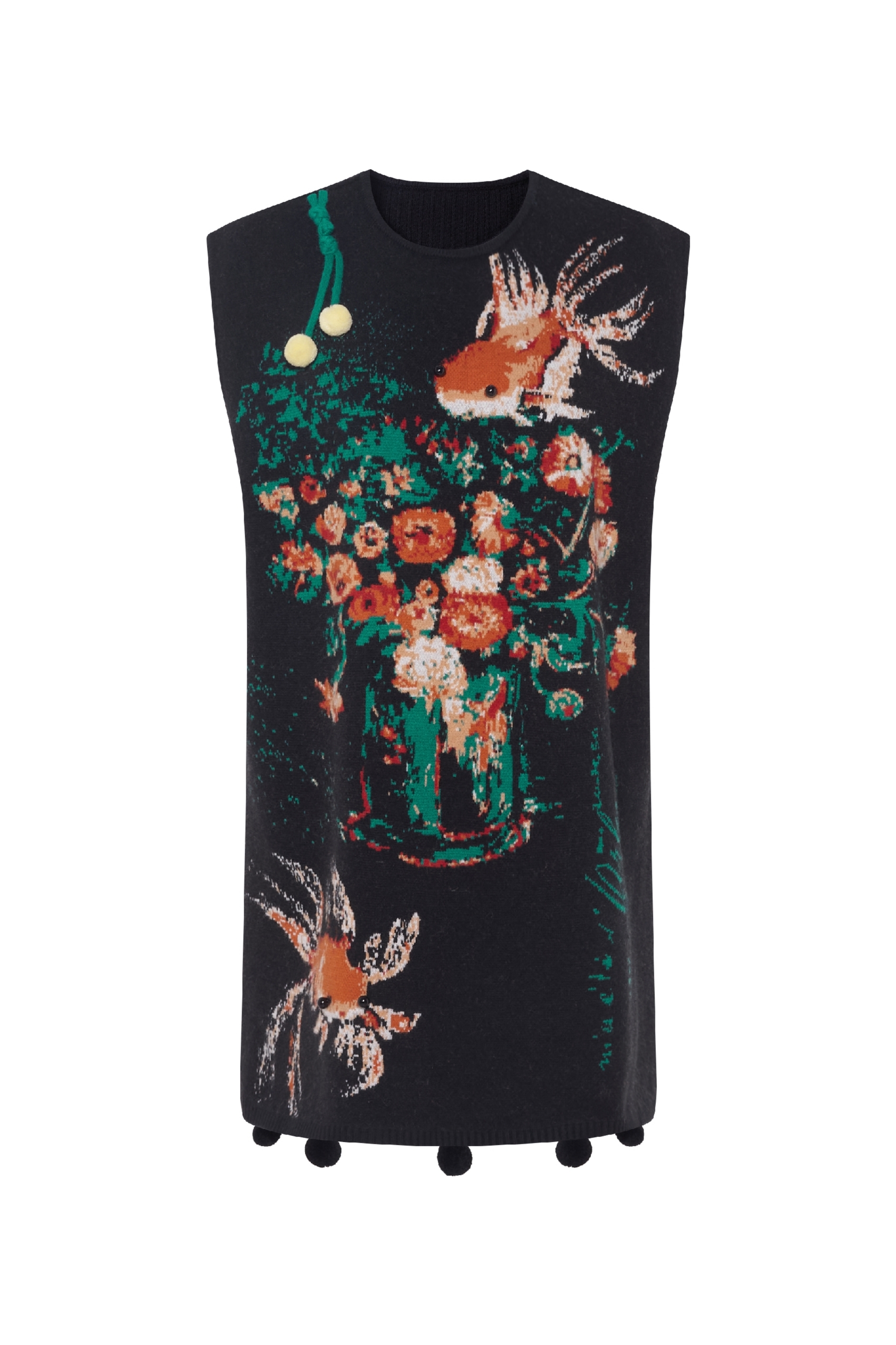 Van Gogh-Inspired Black Knit Tank Dress