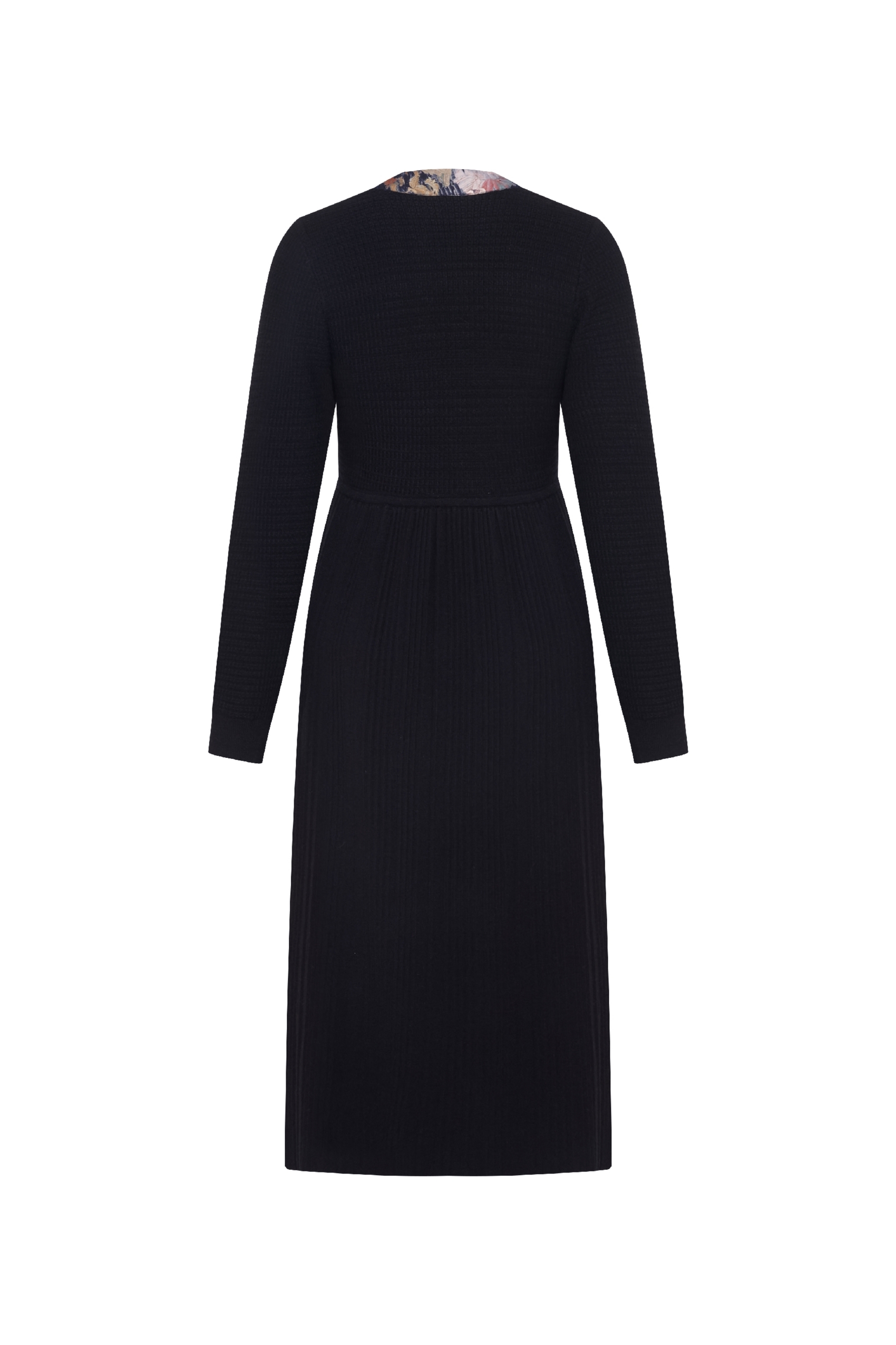 Van Gogh-Inspired Black Tie-Detail A-Line Dress