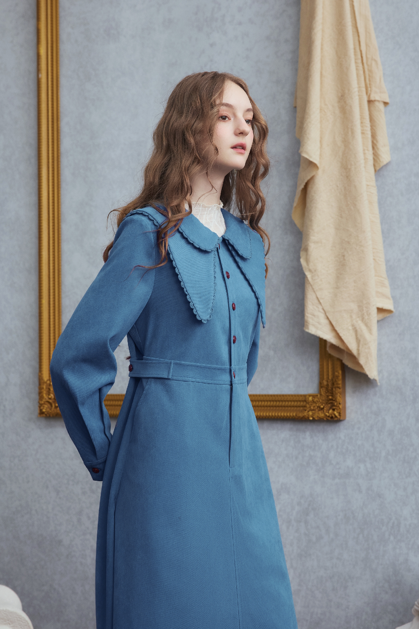 Blue Vintage Designer Shirt Dress-LYONSENS