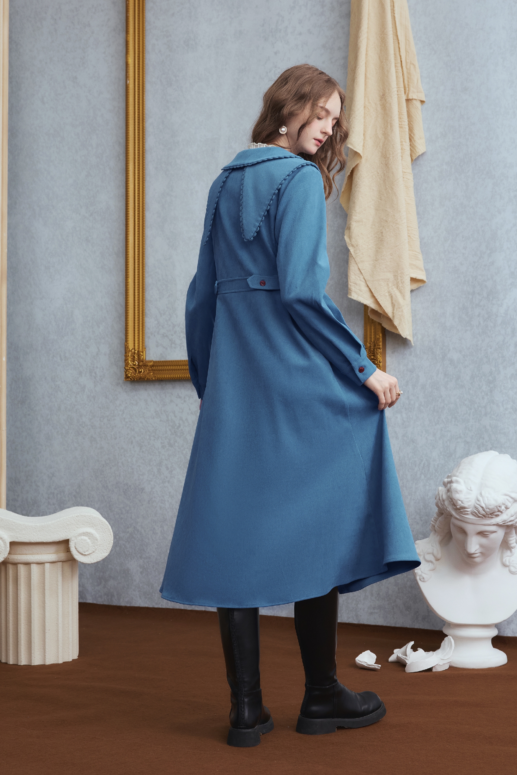 Blue Vintage Designer Shirt Dress-LYONSENS